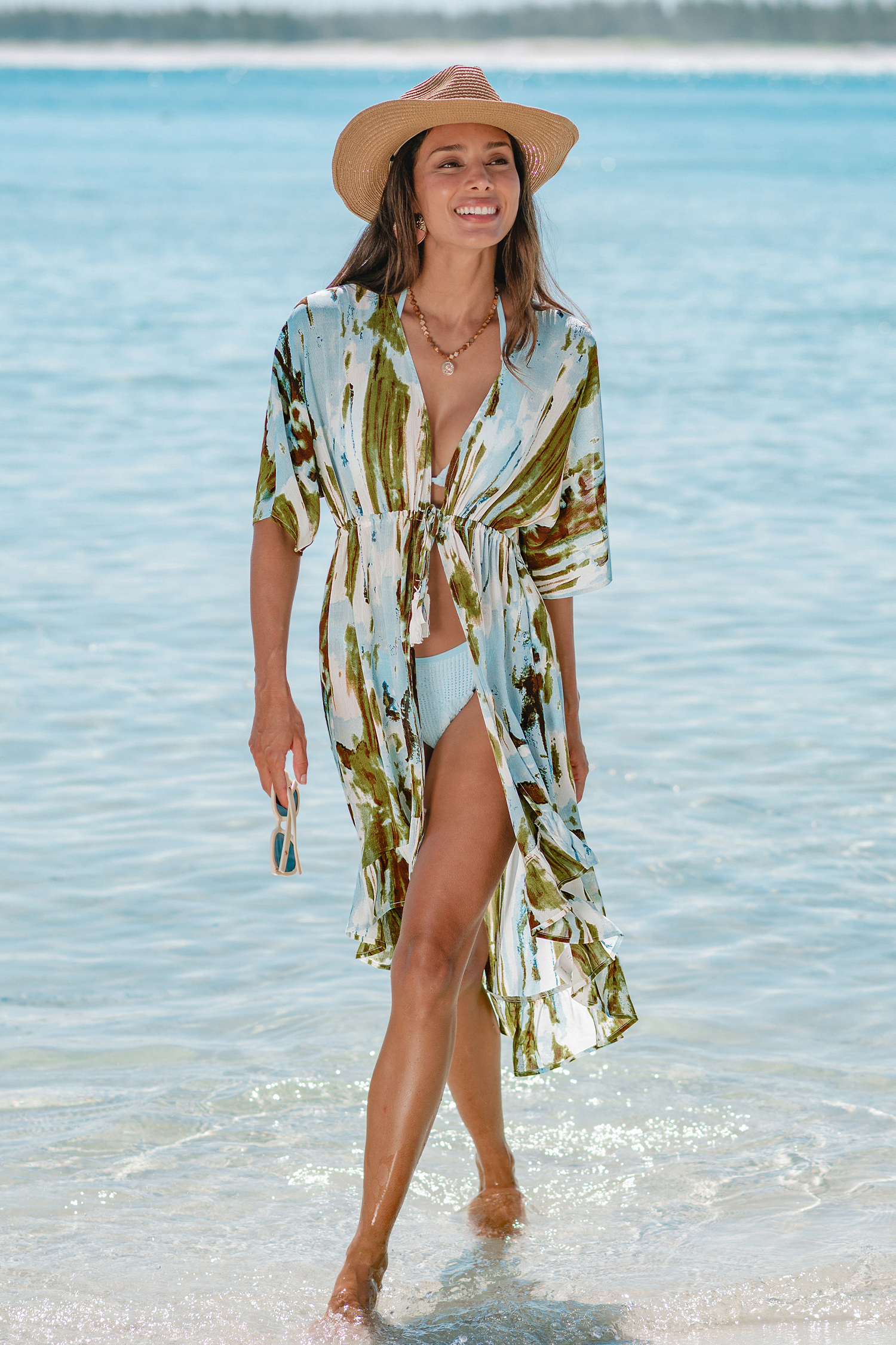 Kimono cover up imprimé abstrait