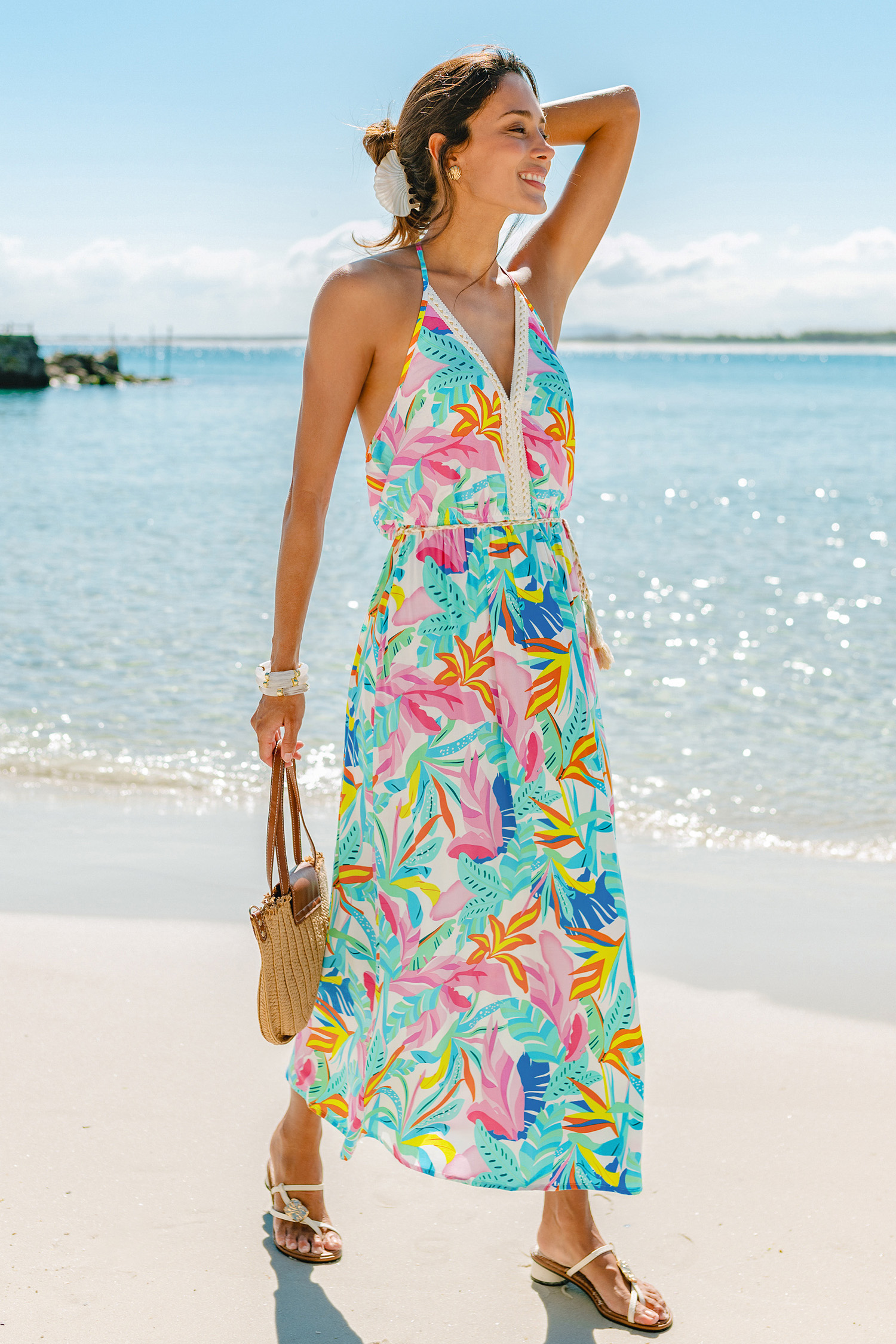 Strandstaat Tropische Maxi Jurk