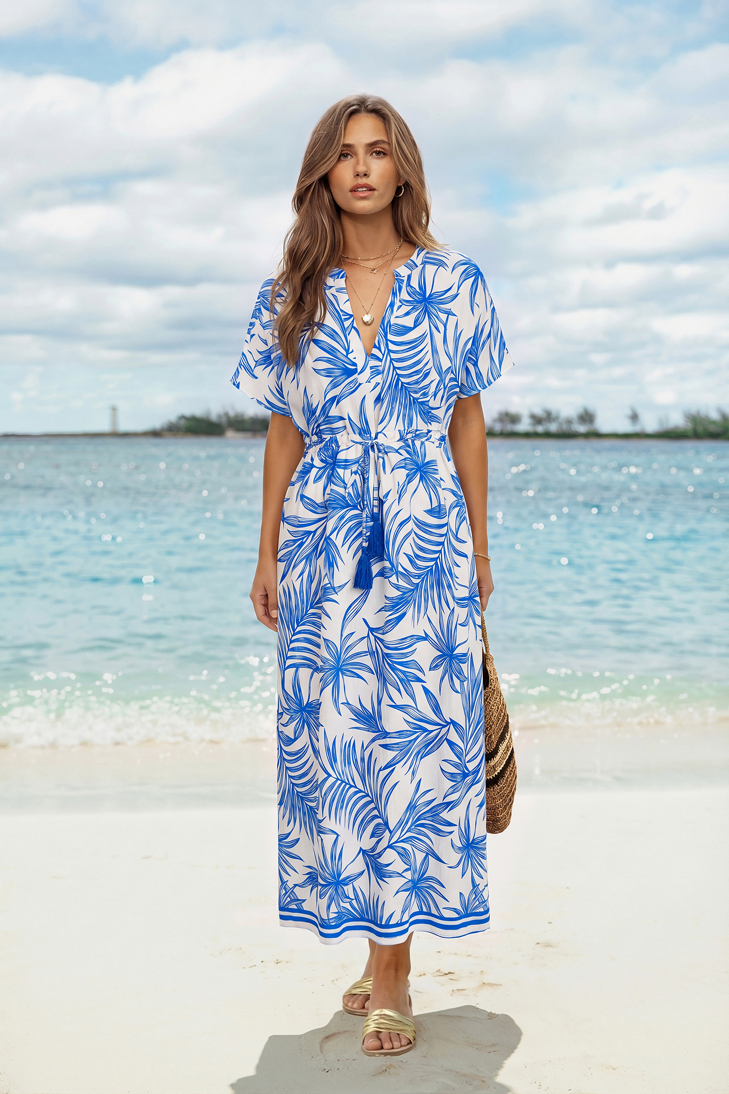 Saltwater Tide Tropical Maxi Dress