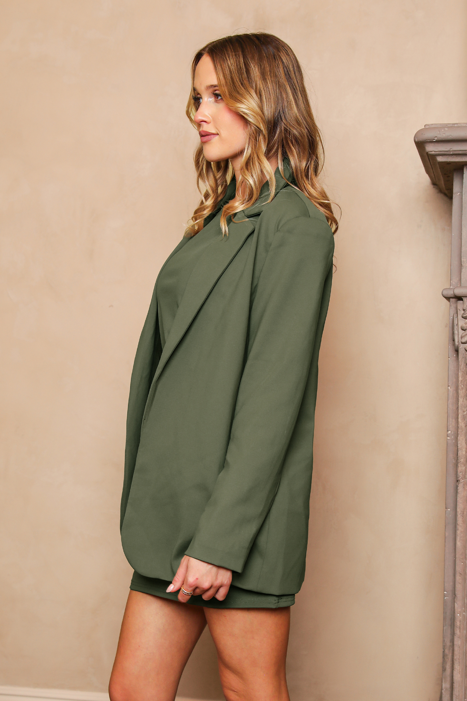 Blazer long oversize vert olive