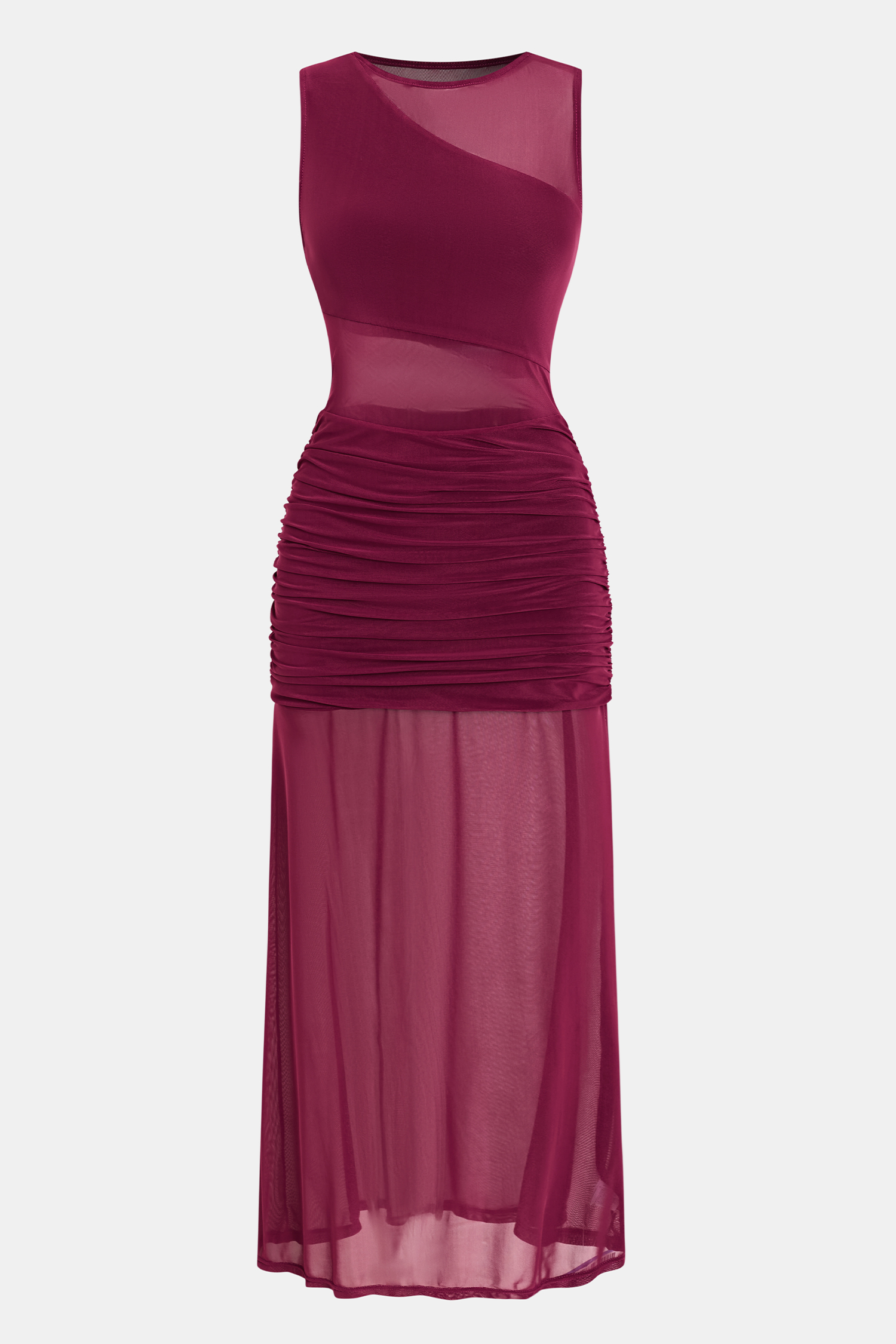 Burgunderrotes Ärmelloses Maxikleid