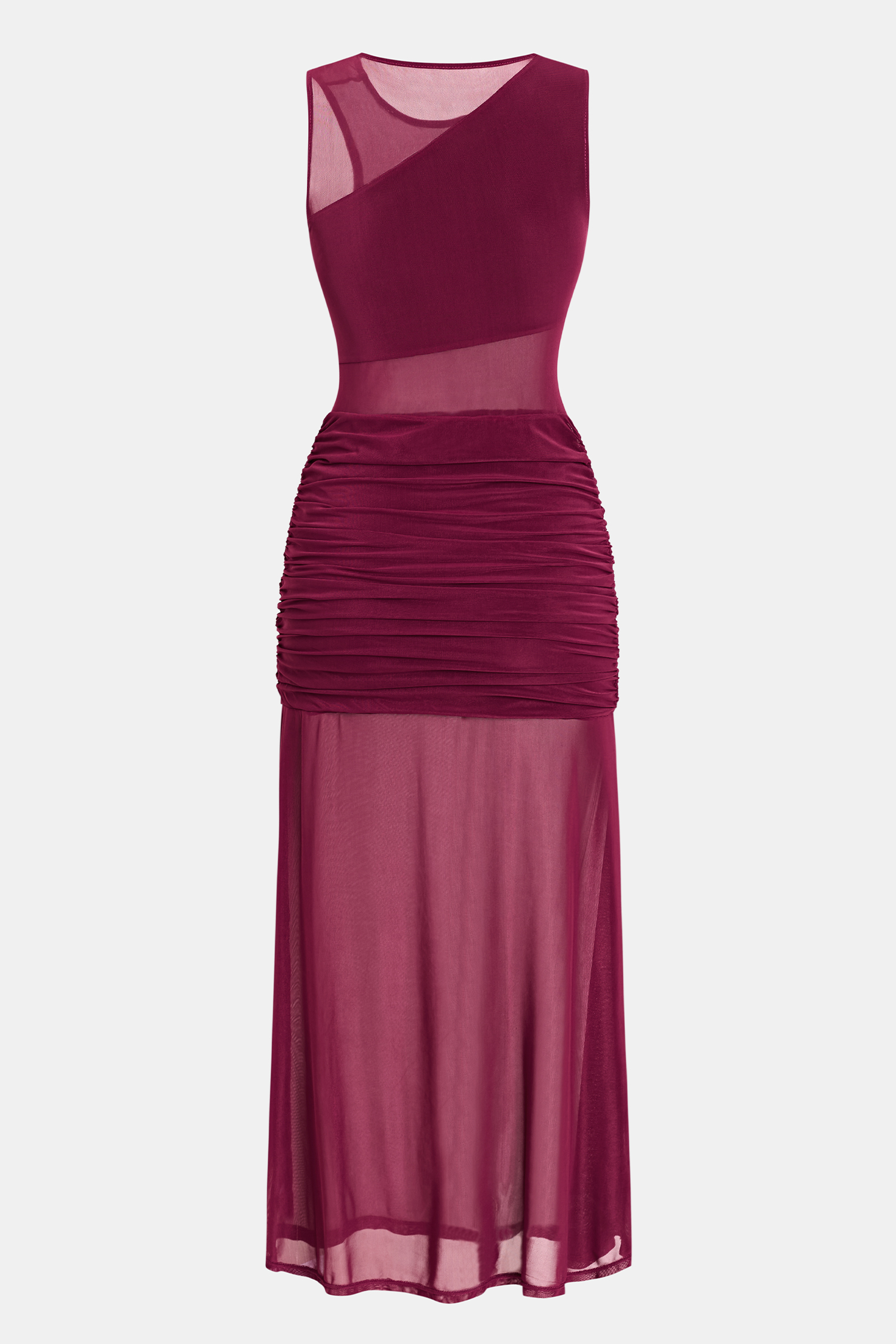Burgunderrotes Ärmelloses Maxikleid