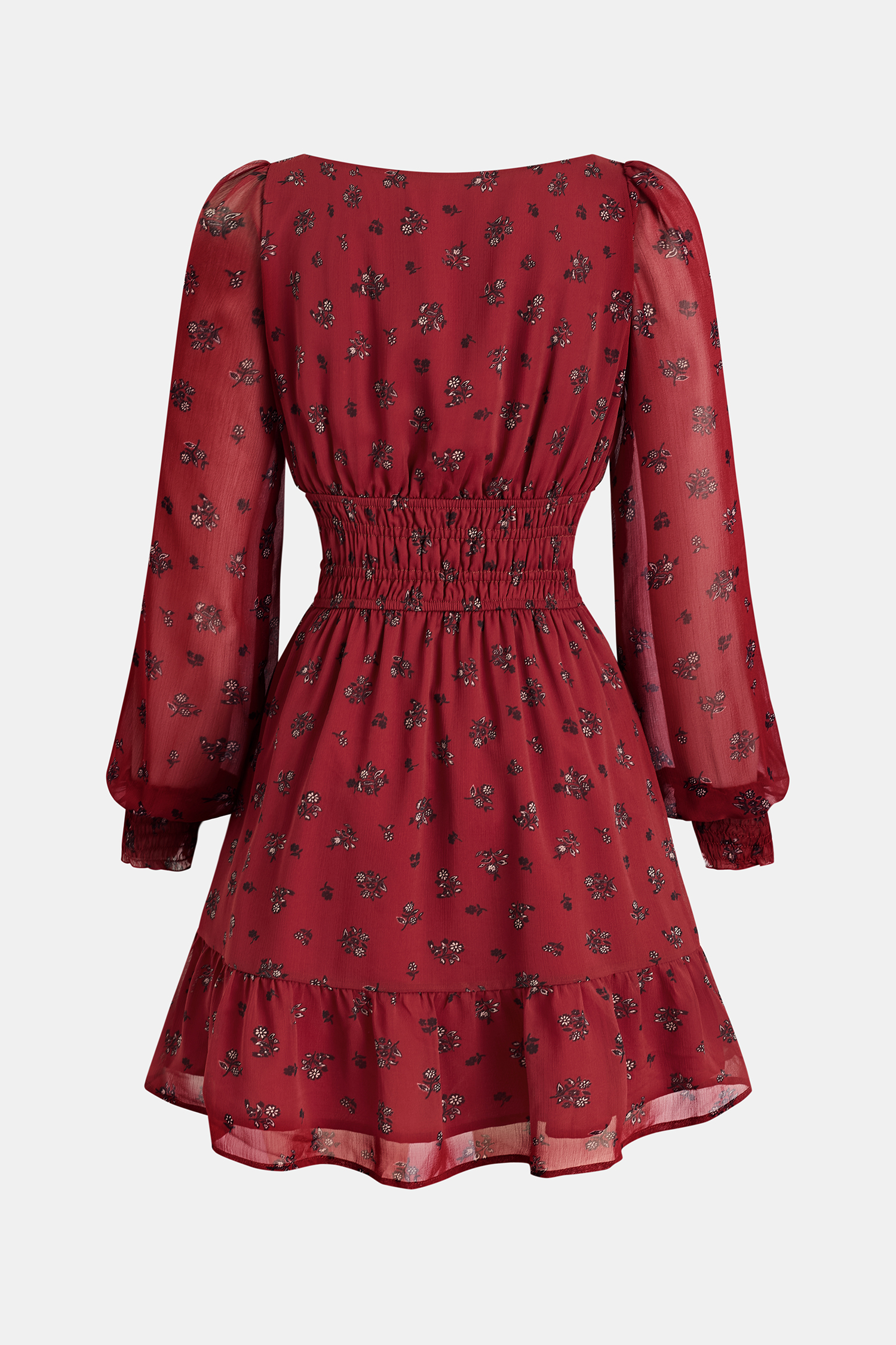 Robe courte manches longues taille élastique