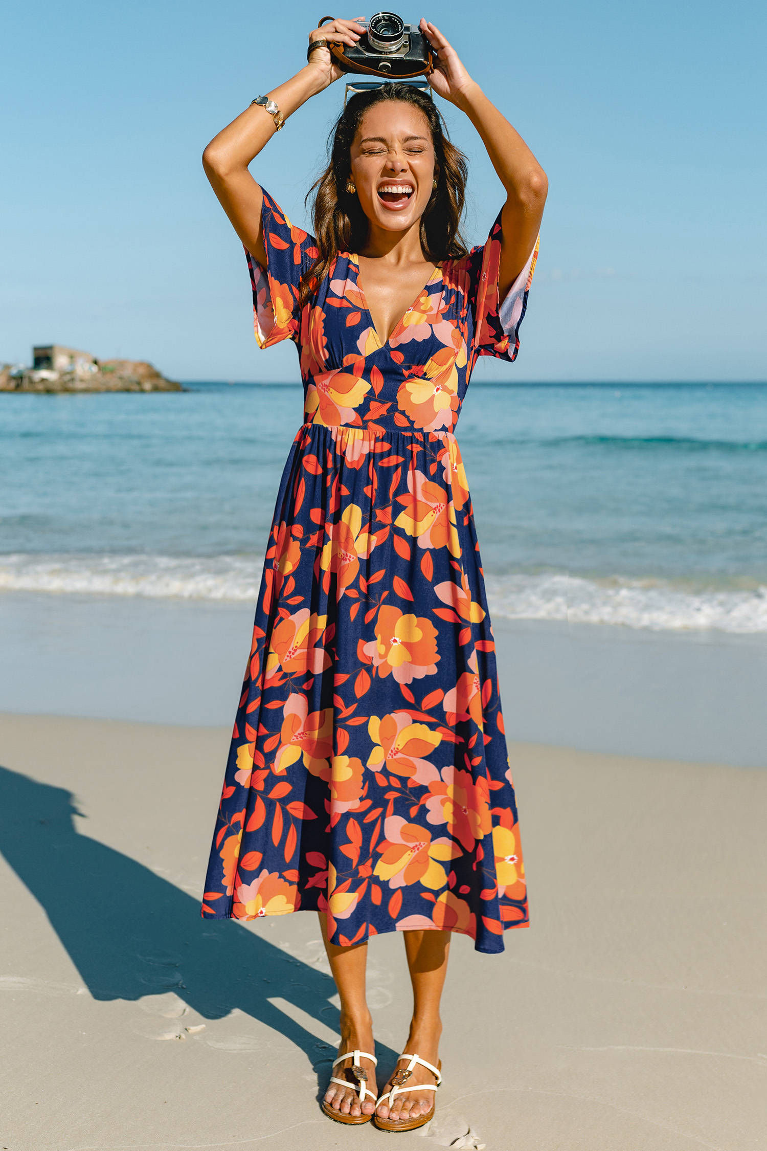Vestido largo floral Pétalos del Atardecer