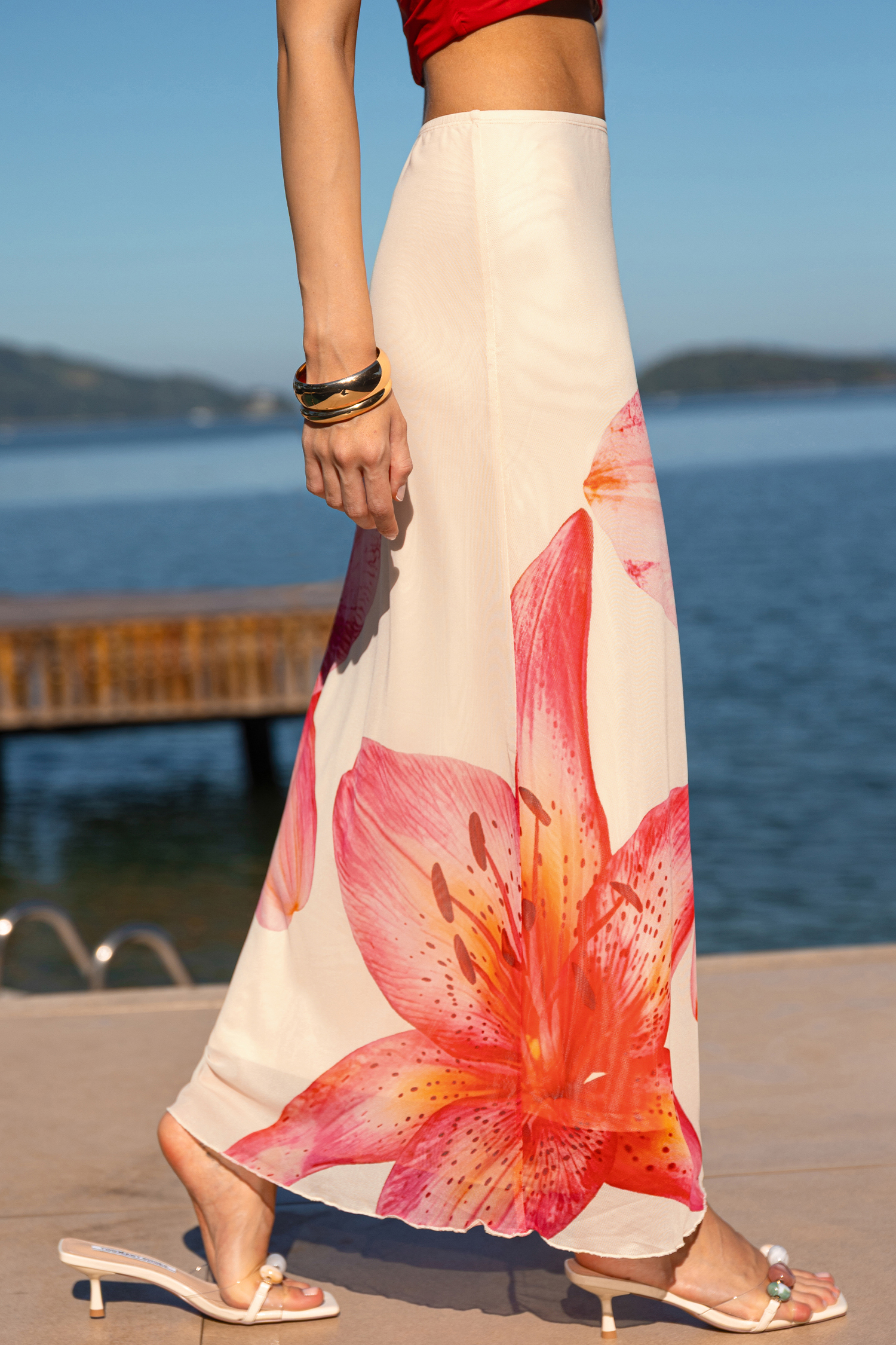 Draped in Petals Floral Maxi Skirt