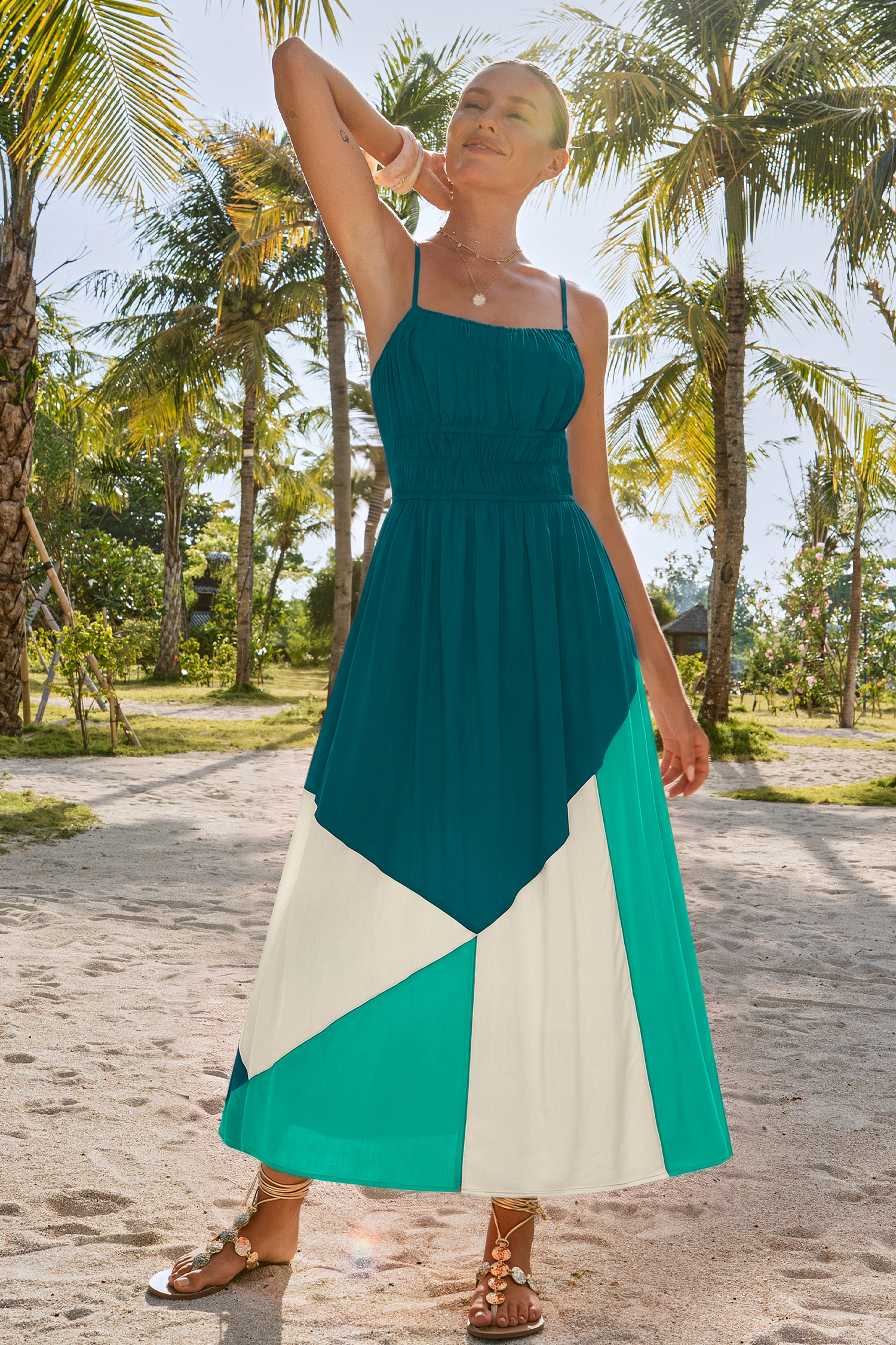Sunny Honey Colorblock Maxi Jurk