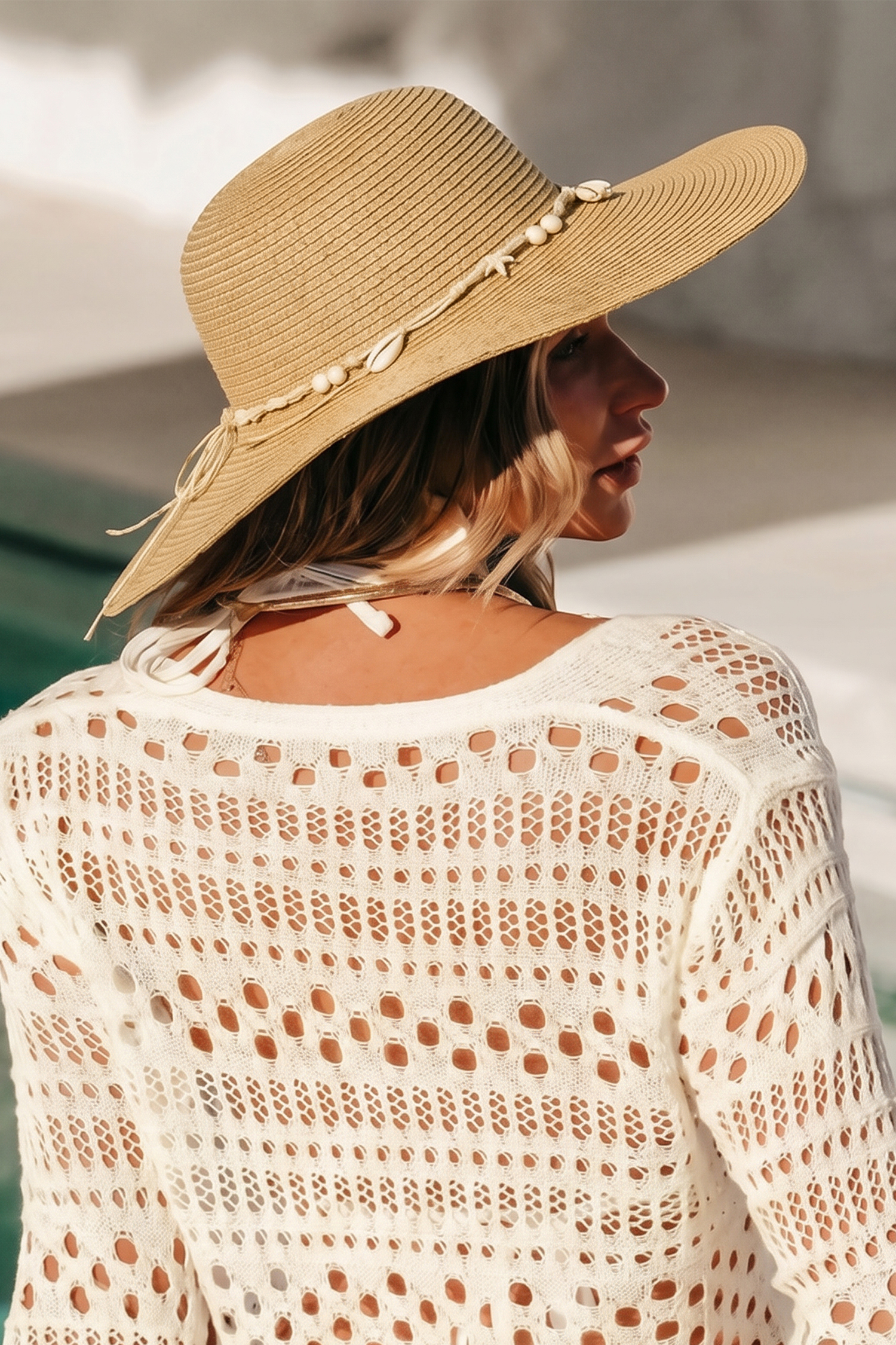 Seashell Chain Straw Hat
