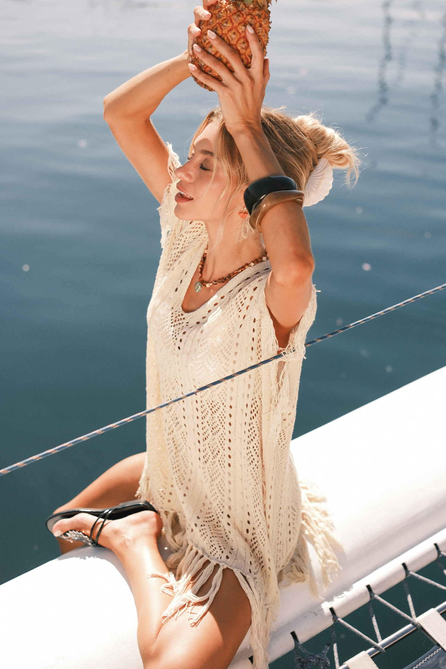 Boho Era Beige Cover-Up Mini Dress