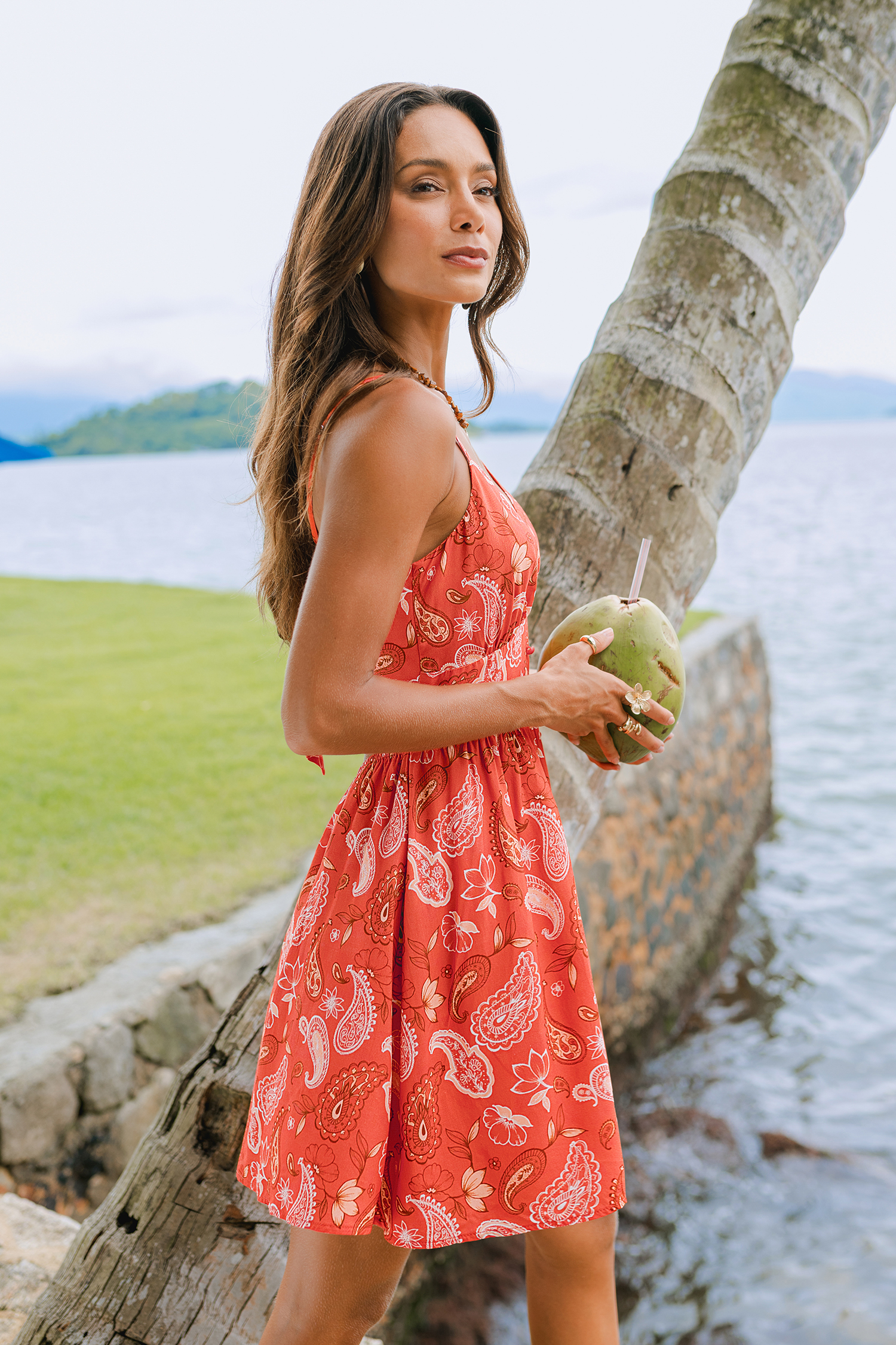 Orange Garden Paisley Mini Dress