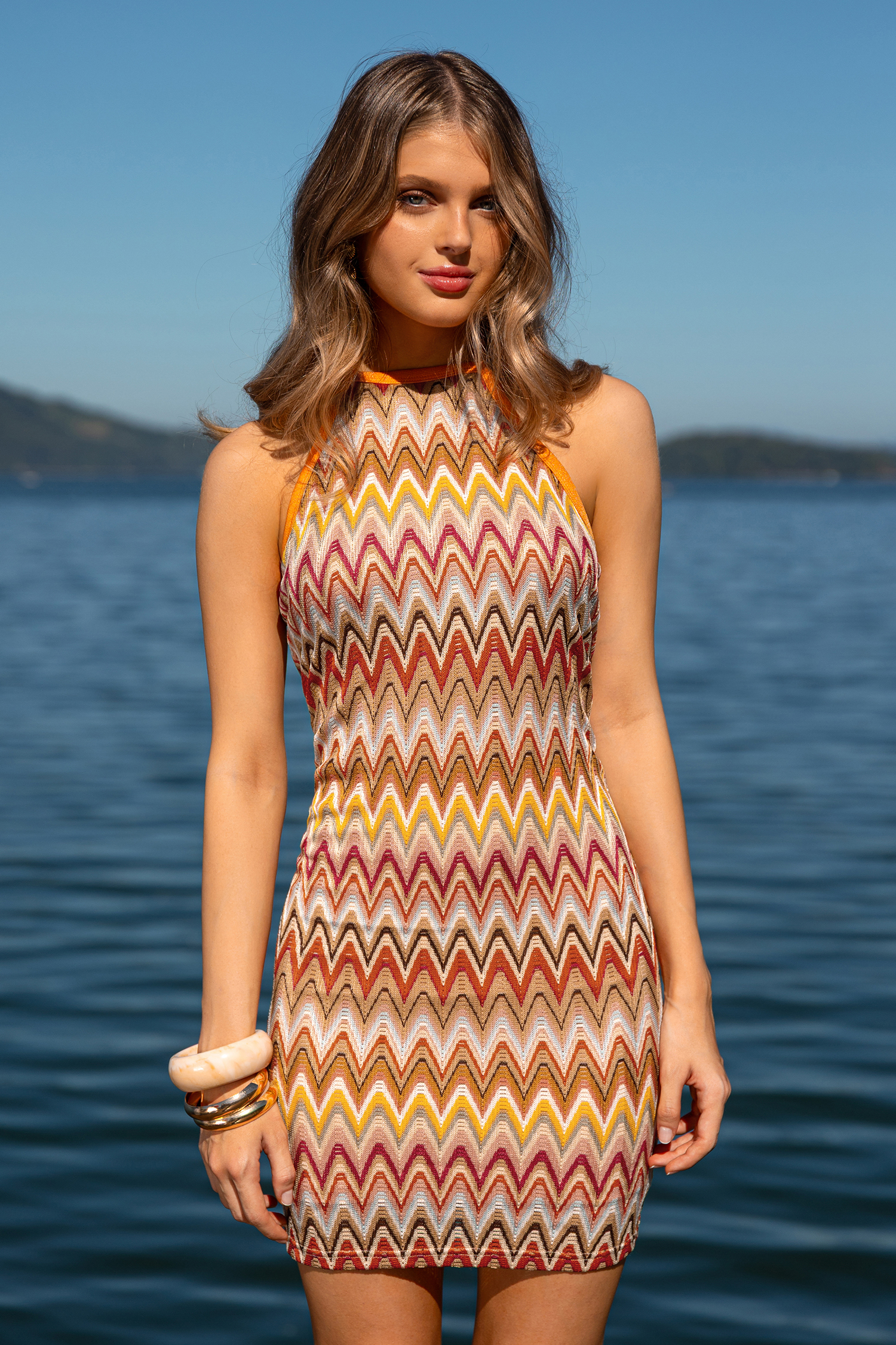 Chain Reaction Chevron minijurk