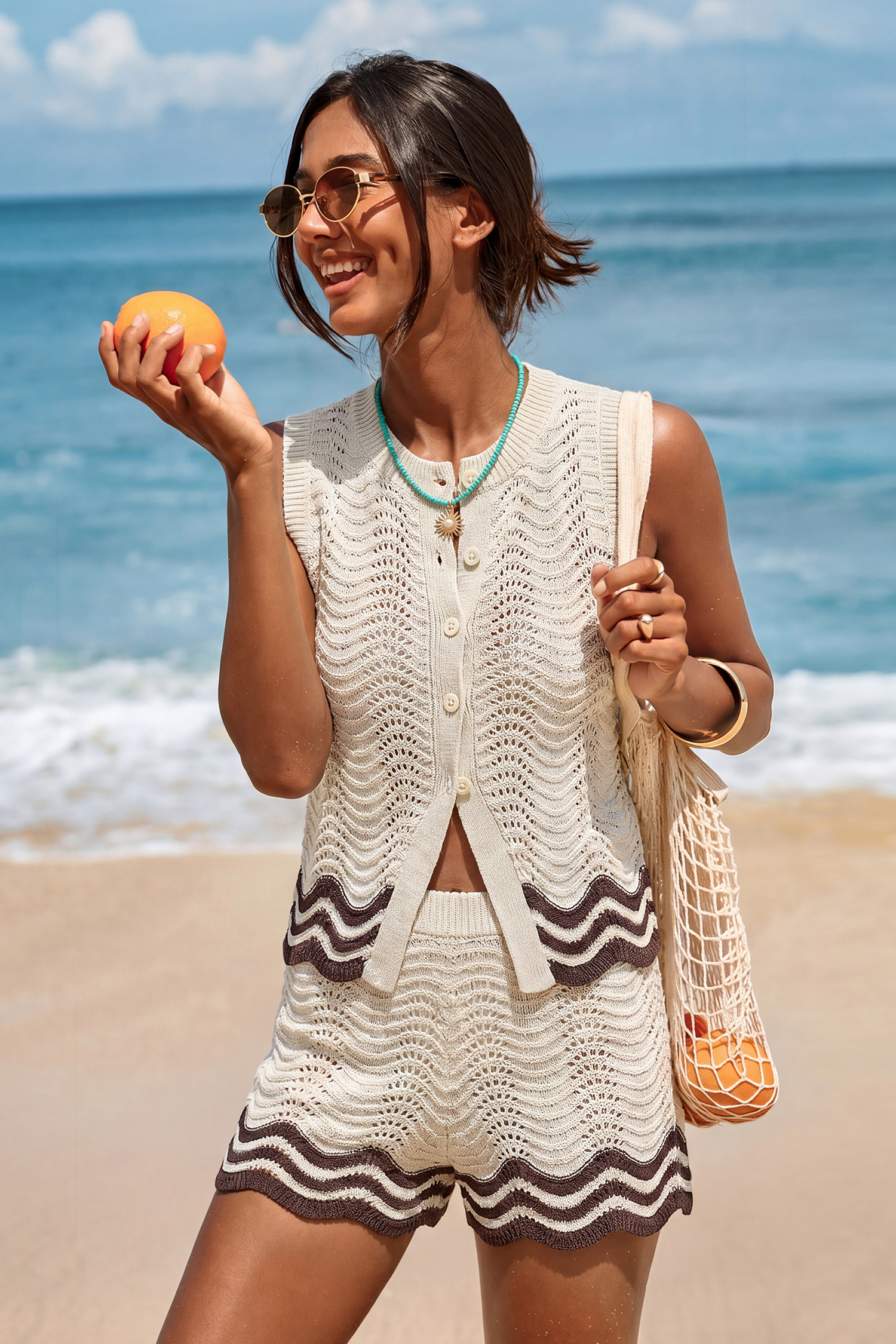 Go Have Fun Beige Cover-up Top
