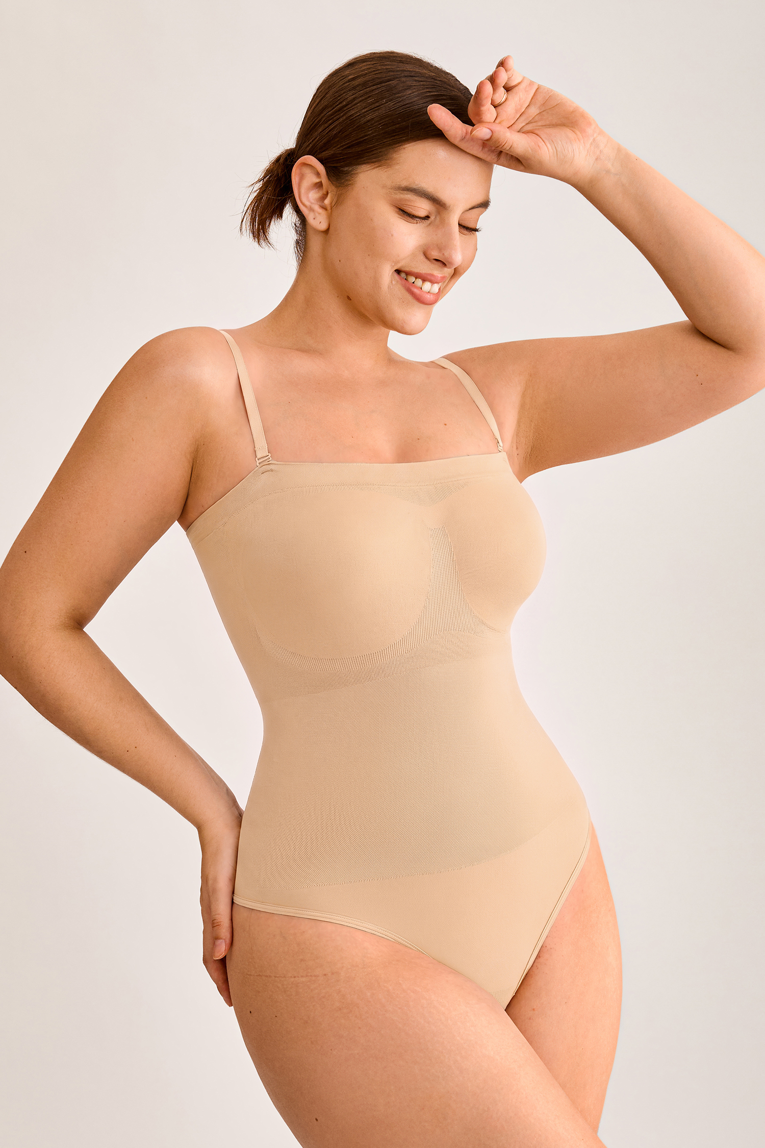 Khaki Shapewear-Body mit verstellbaren Trägern