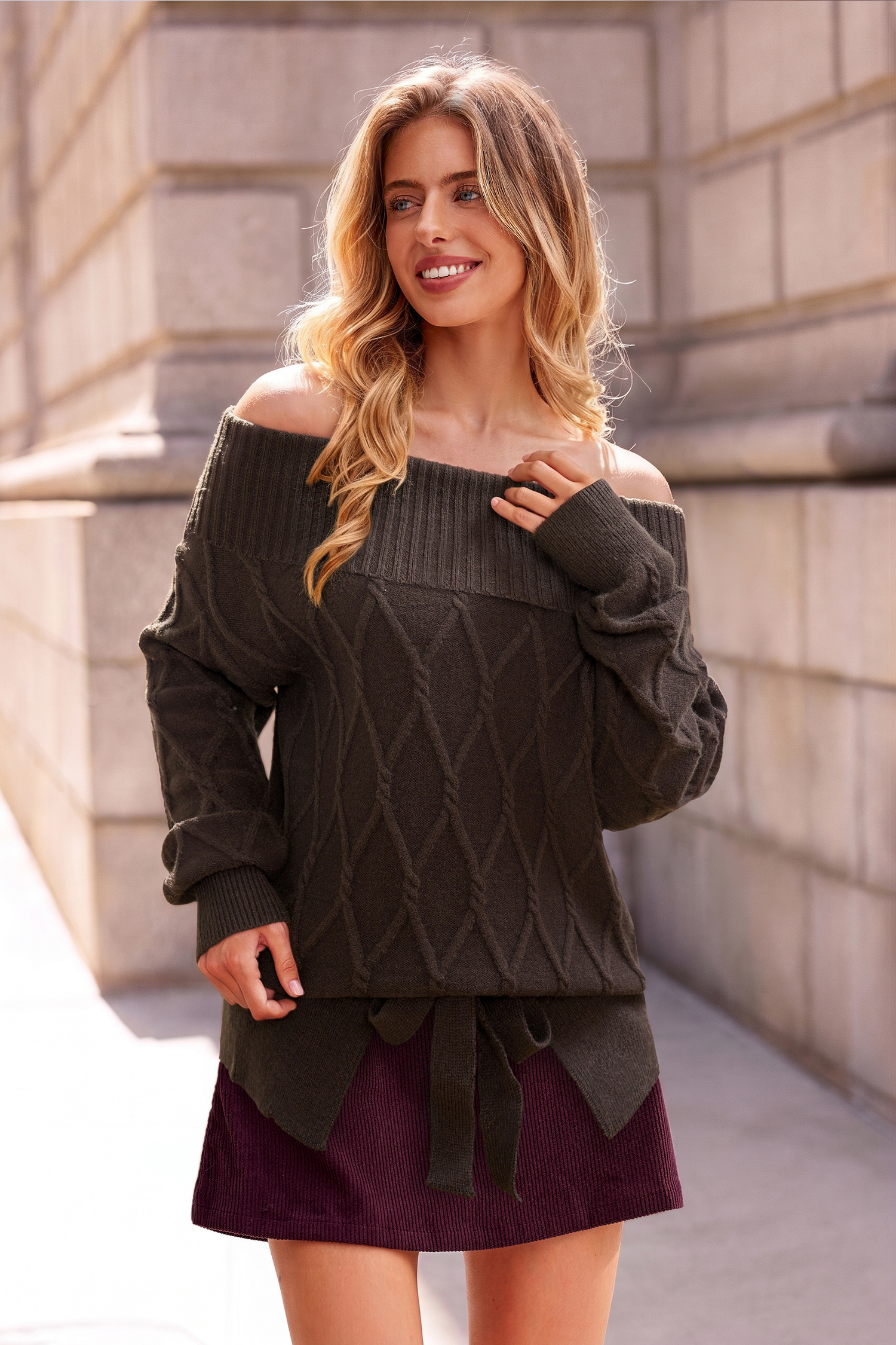 She's Serving Brown Sweater