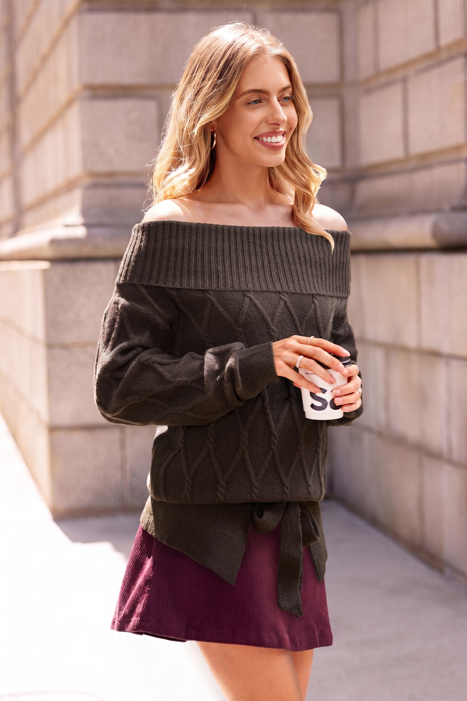 She's Serving Brown Sweater