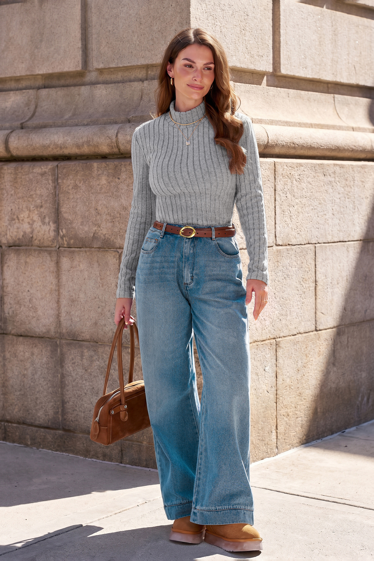 Friday Night Grey Ribbed Thermal Top