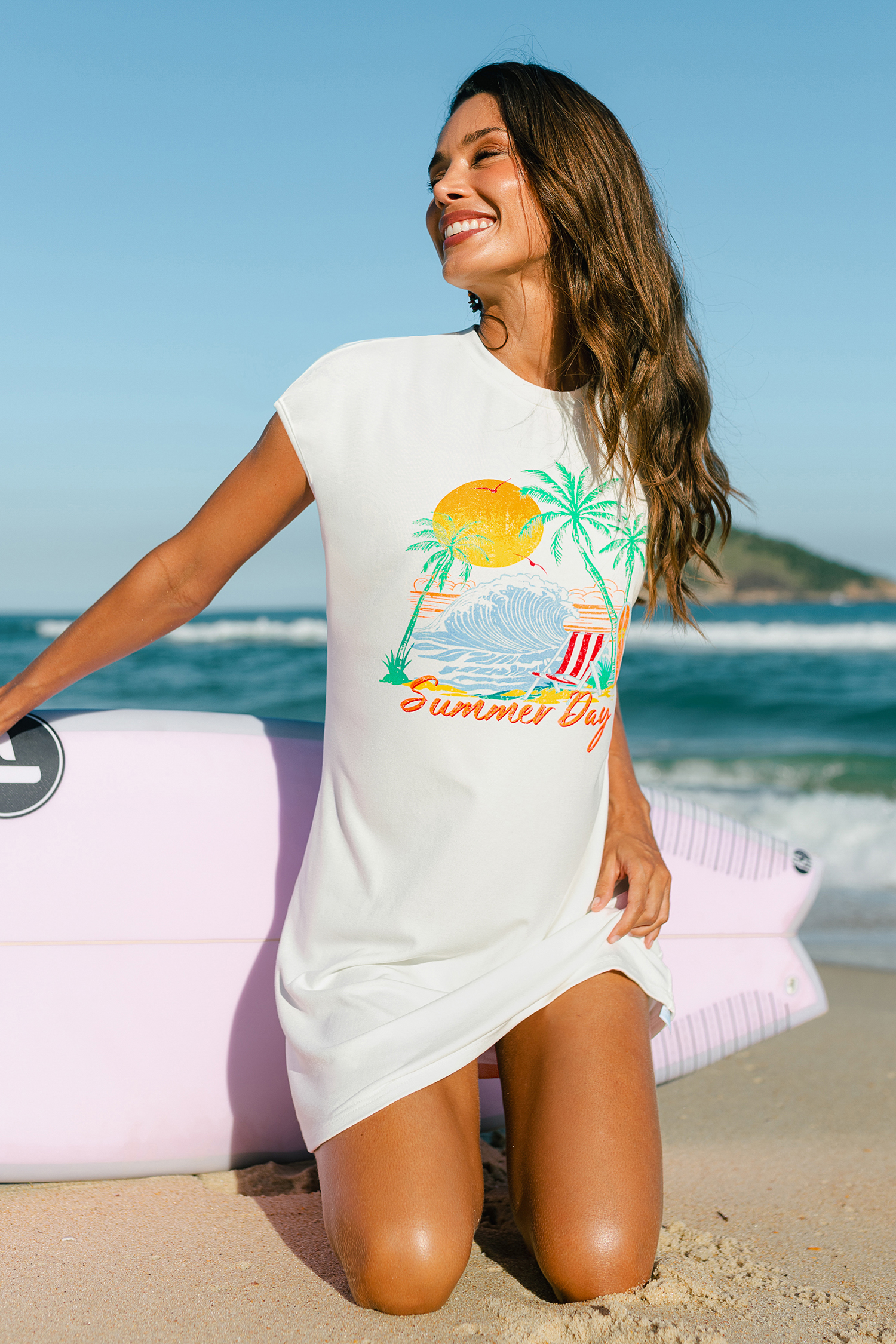 Pacific Breeze Graphic Print Mini Dress