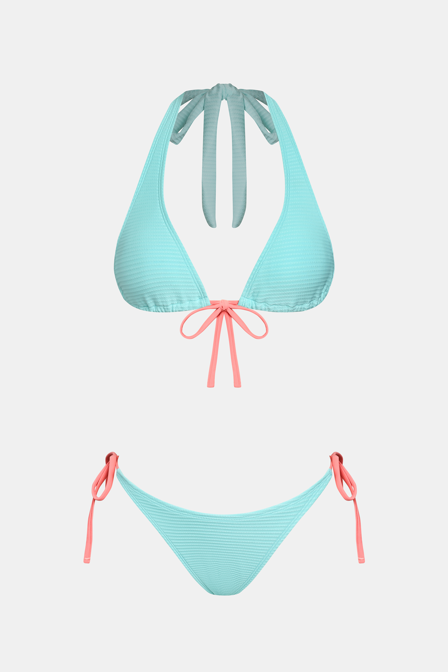 Bikini bleu plongeant licou