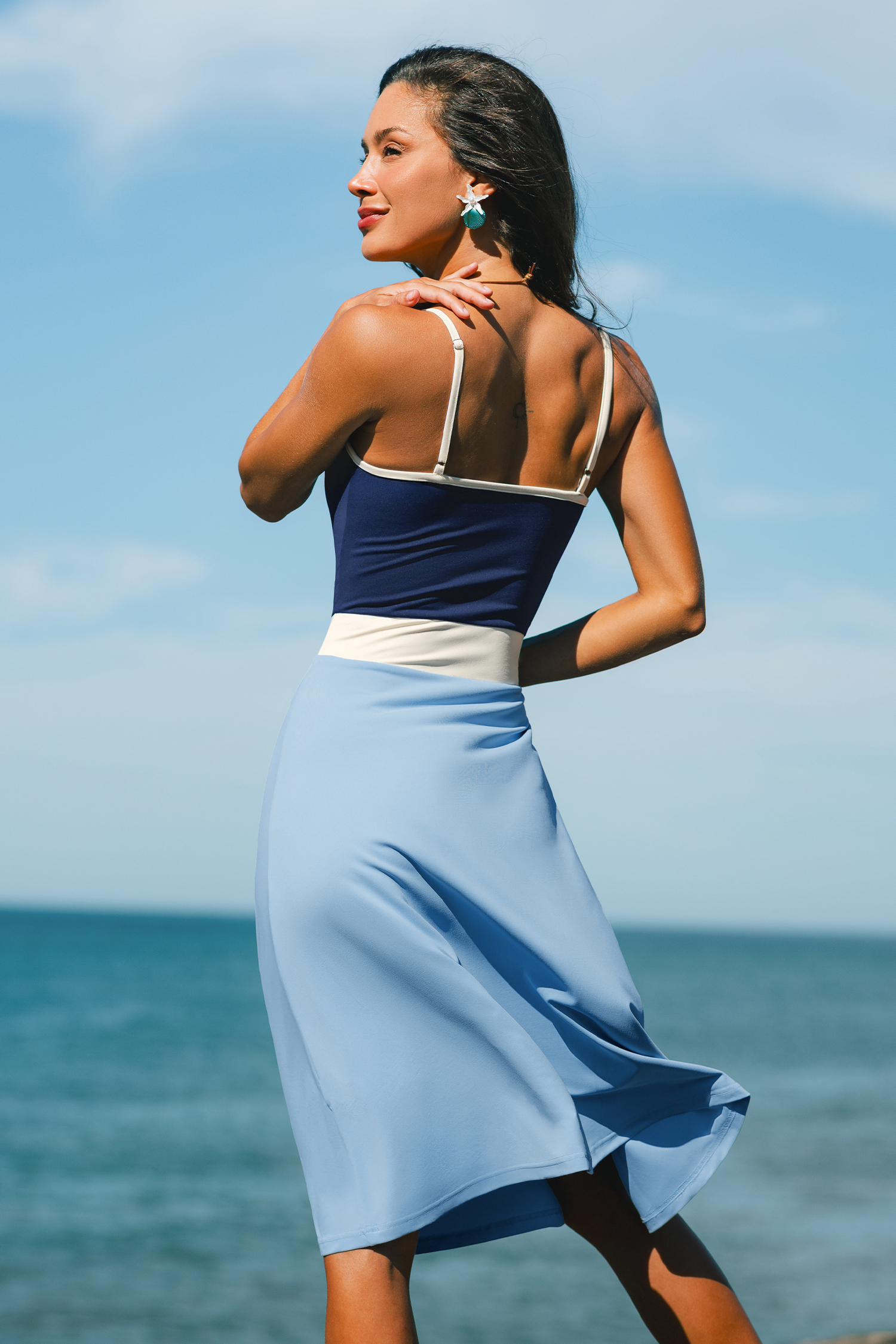 Abito midi color block da ballerina swing