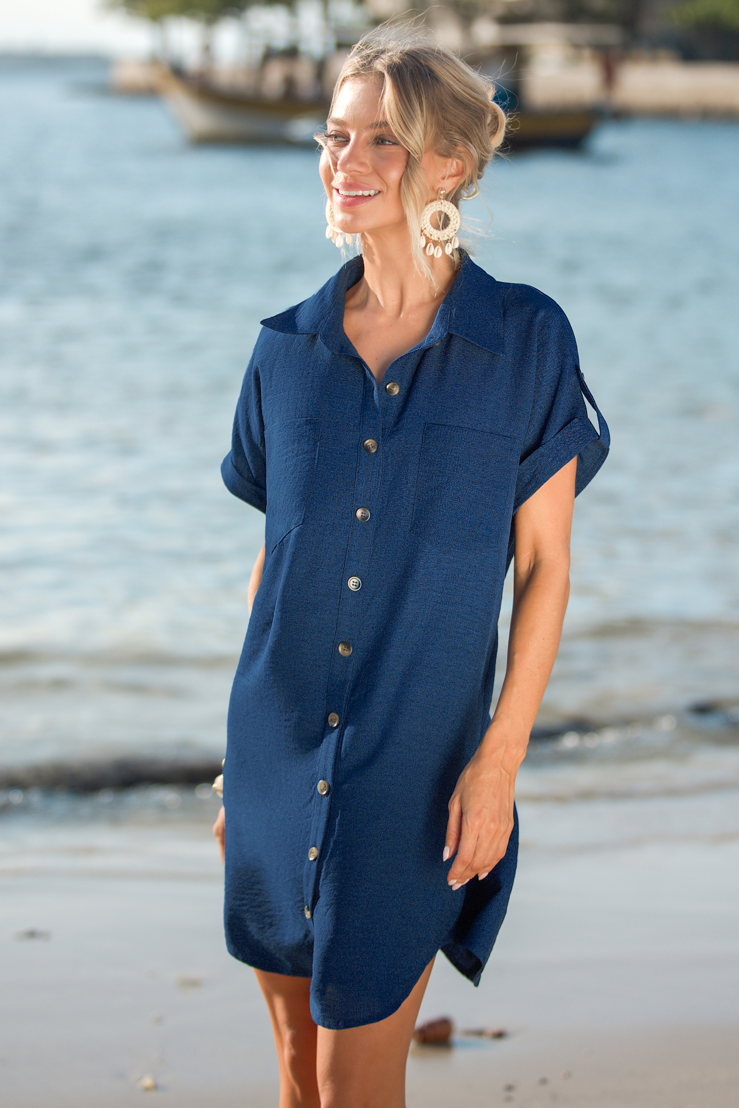 Minivestido azul para sentirse a gusto