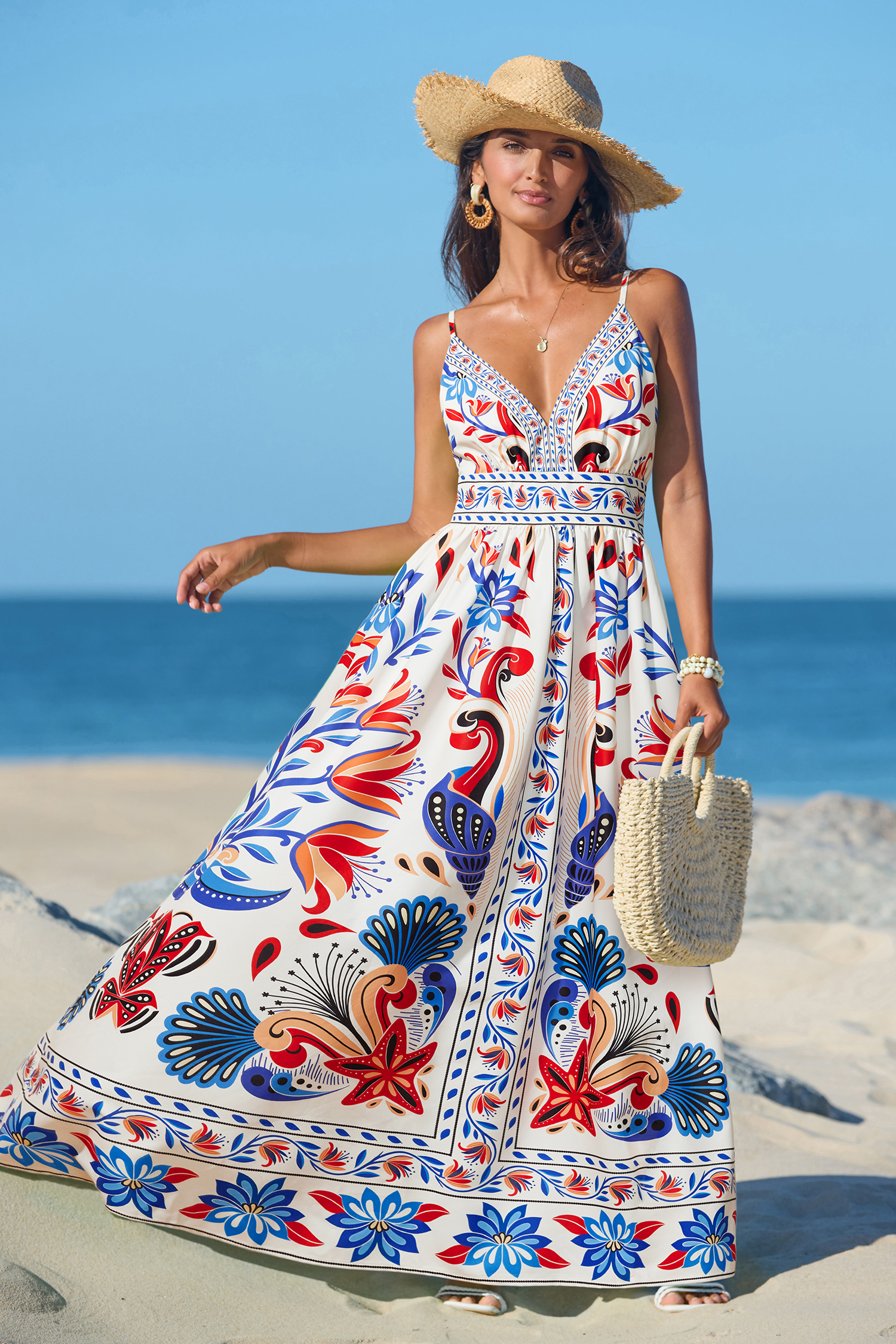 Vestido largo floral floreado