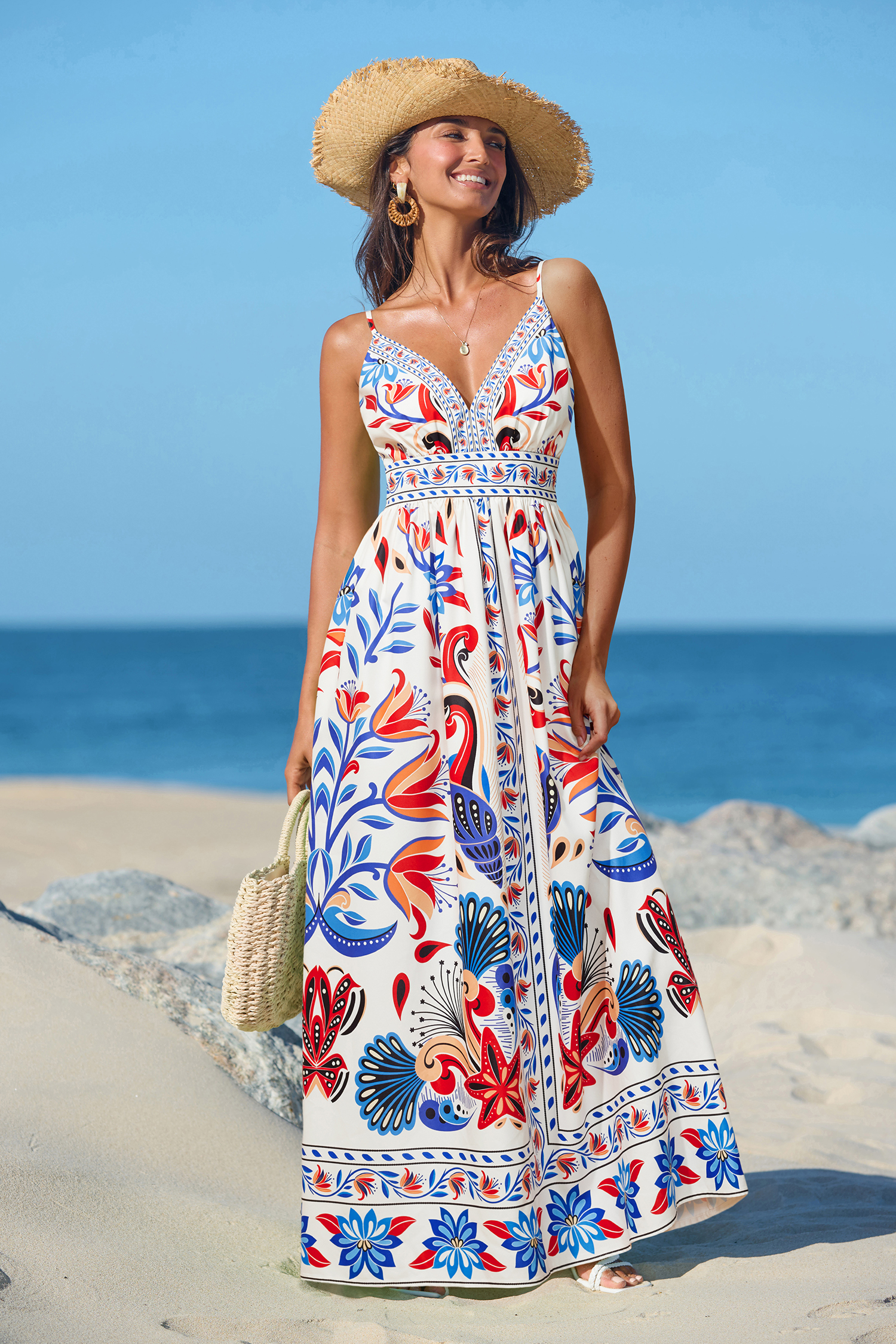 Vestido largo floral floreado