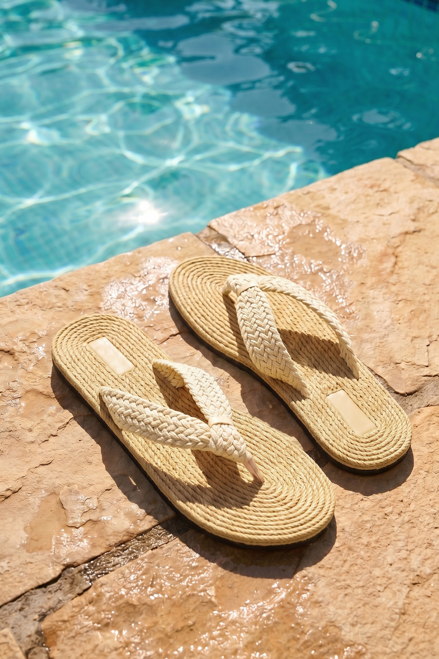 Beigefarbene Sandalen mit breiten Riemen