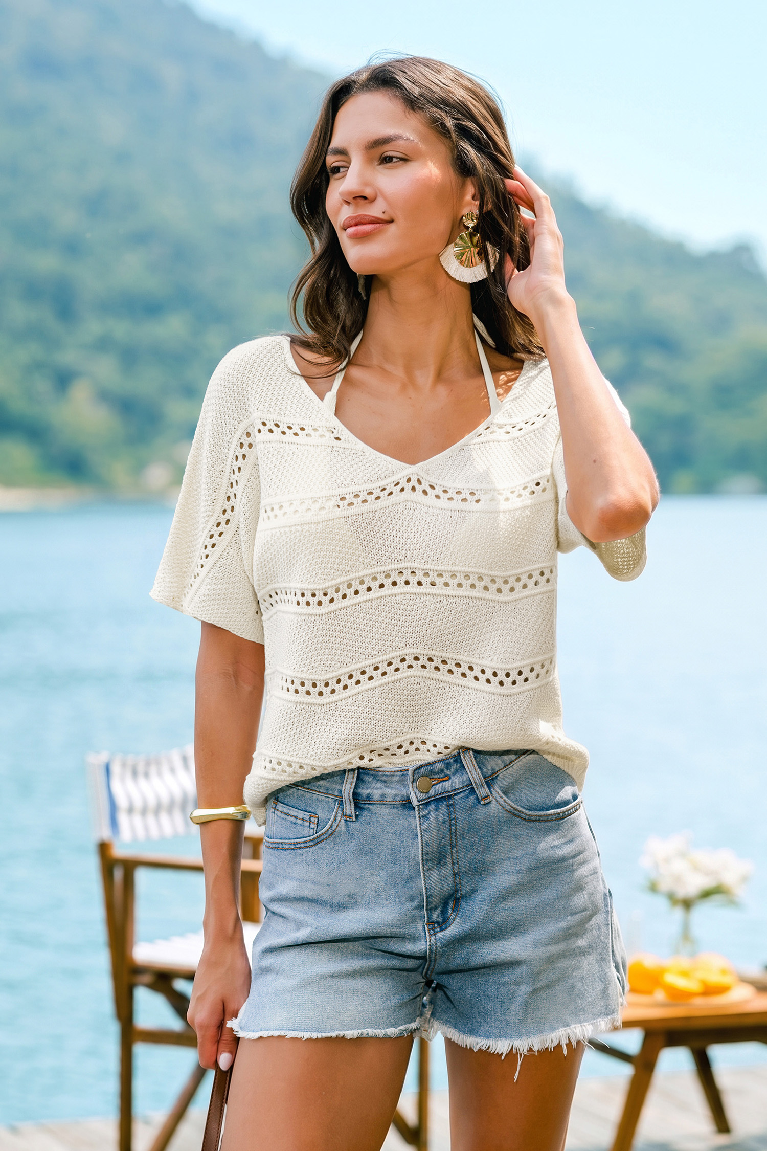 Top copricostume beige per giornate tranquille