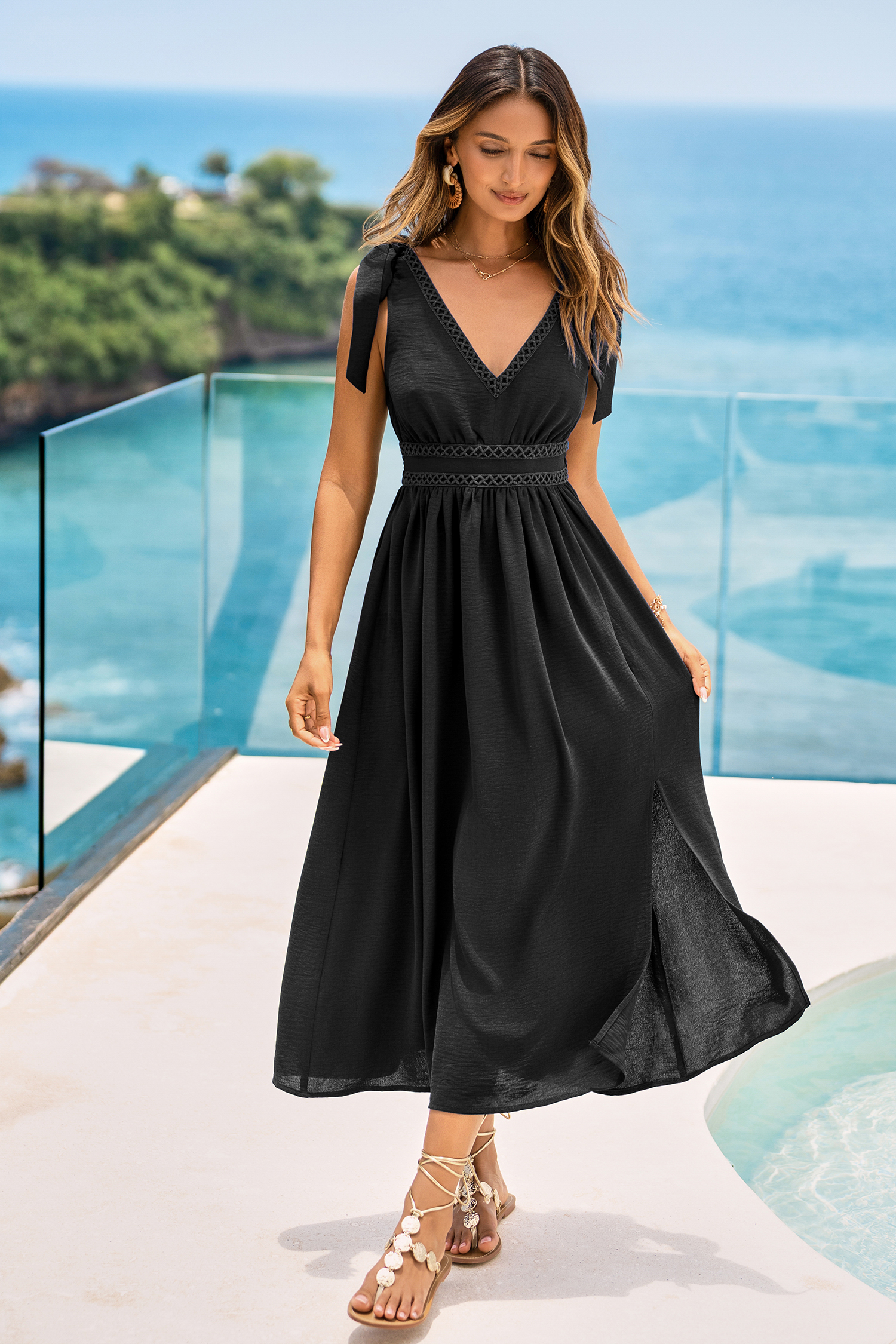Deep Sapphire Black Maxi Dress