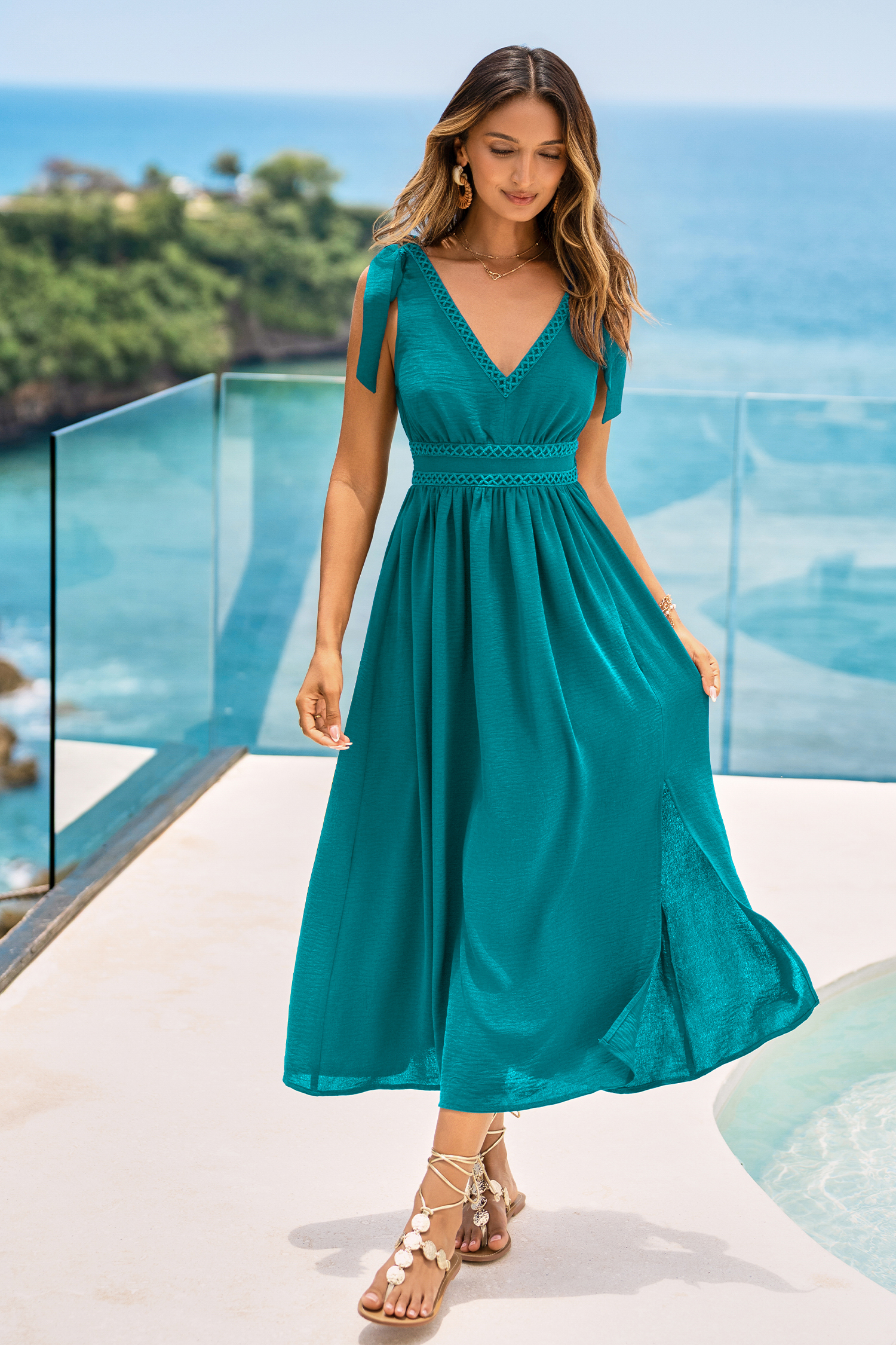 Deep Sapphire Aqua Maxi Dress
