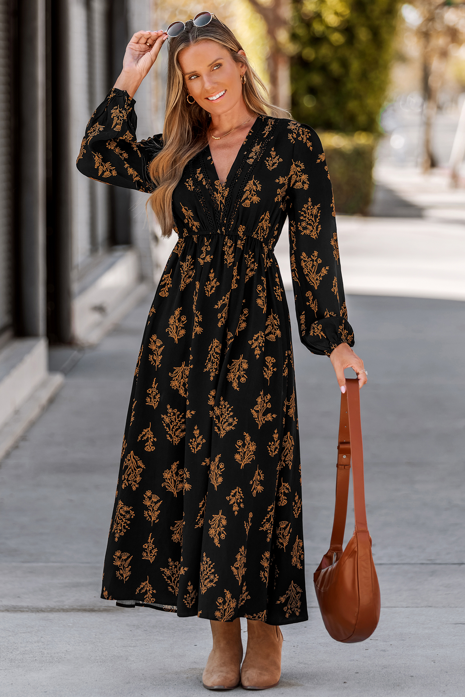 Petals at Dusk Floral Maxi Dress