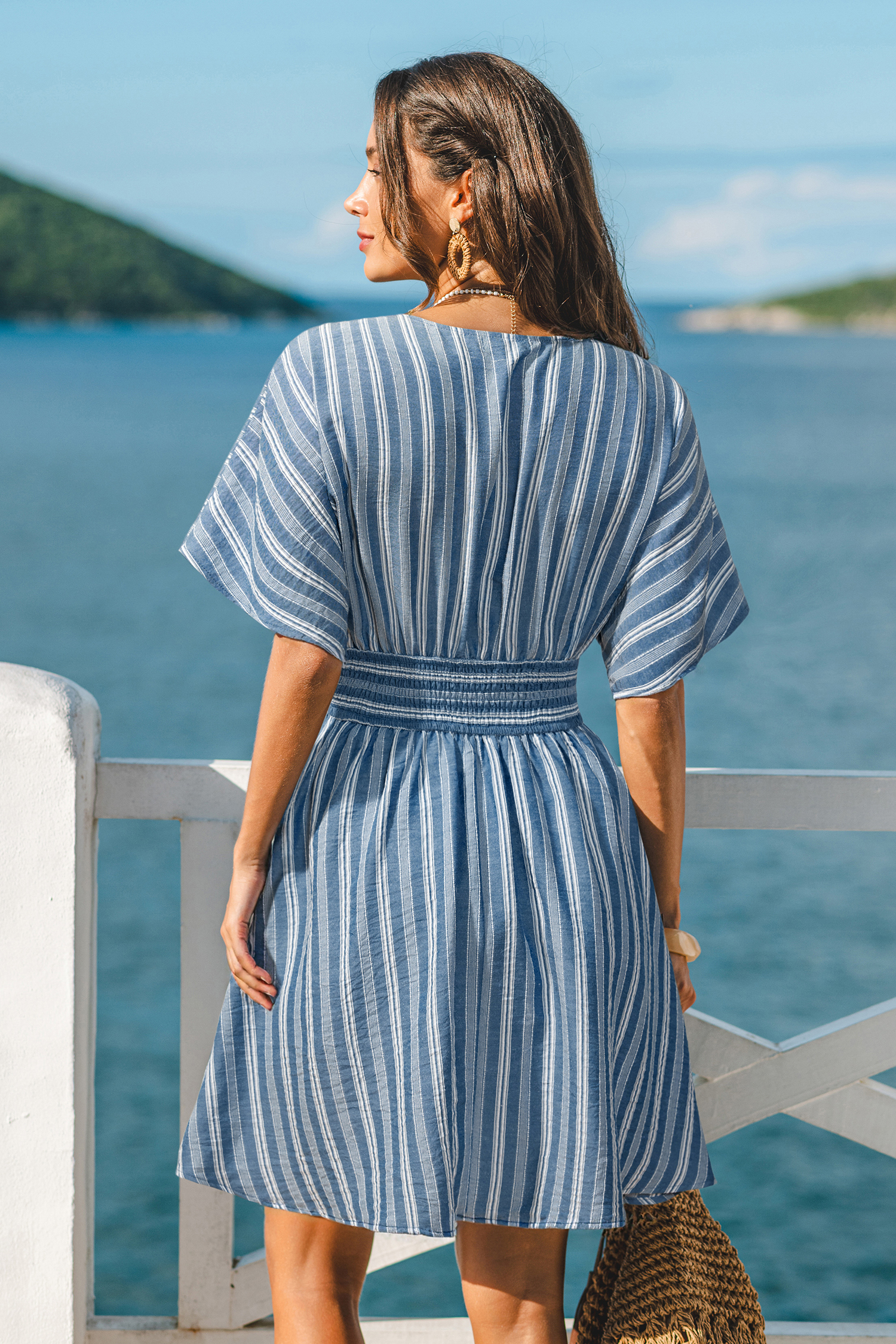 Fine Print Striped Mini Dress