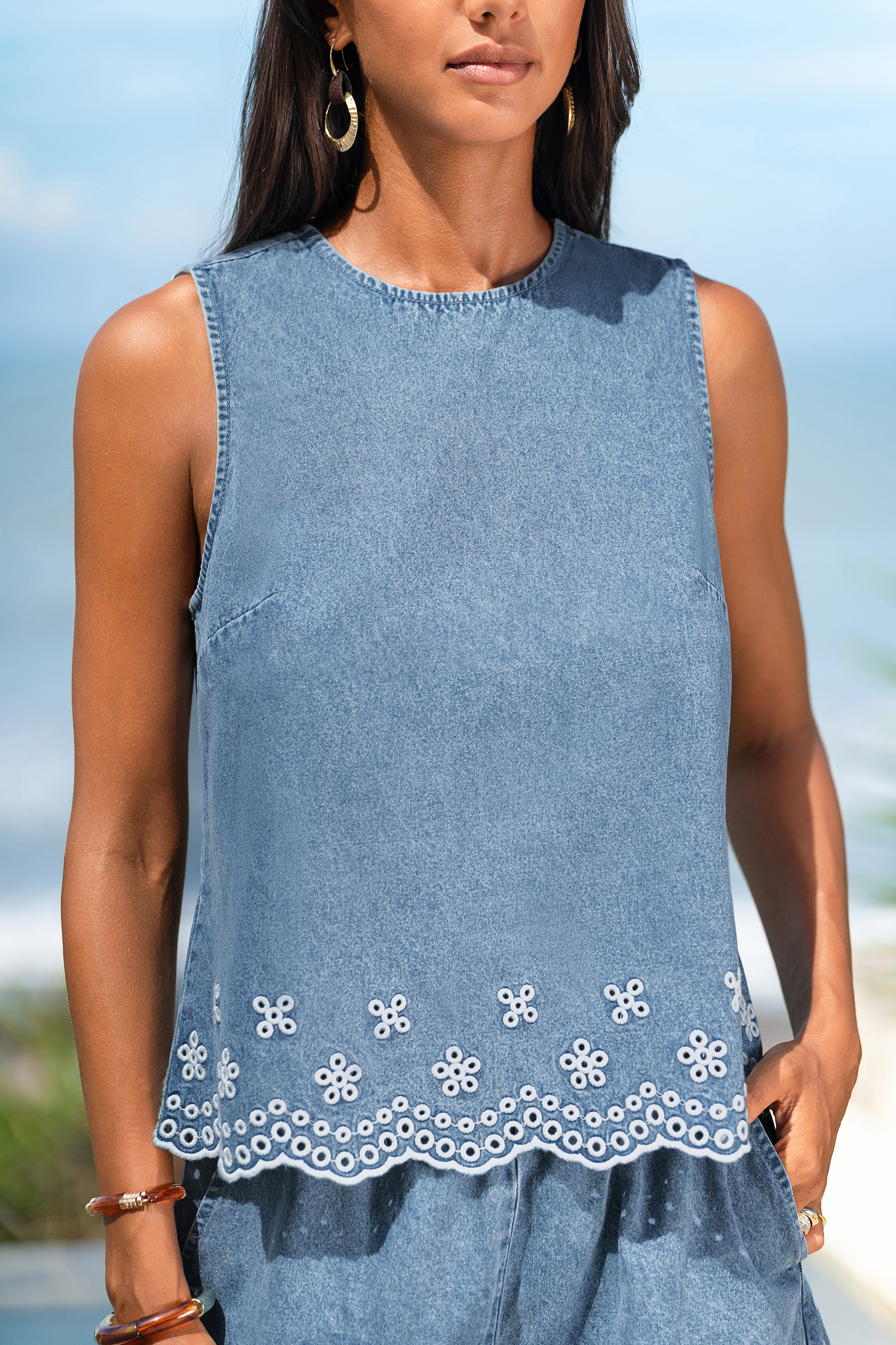 Picking Petals Denim Top