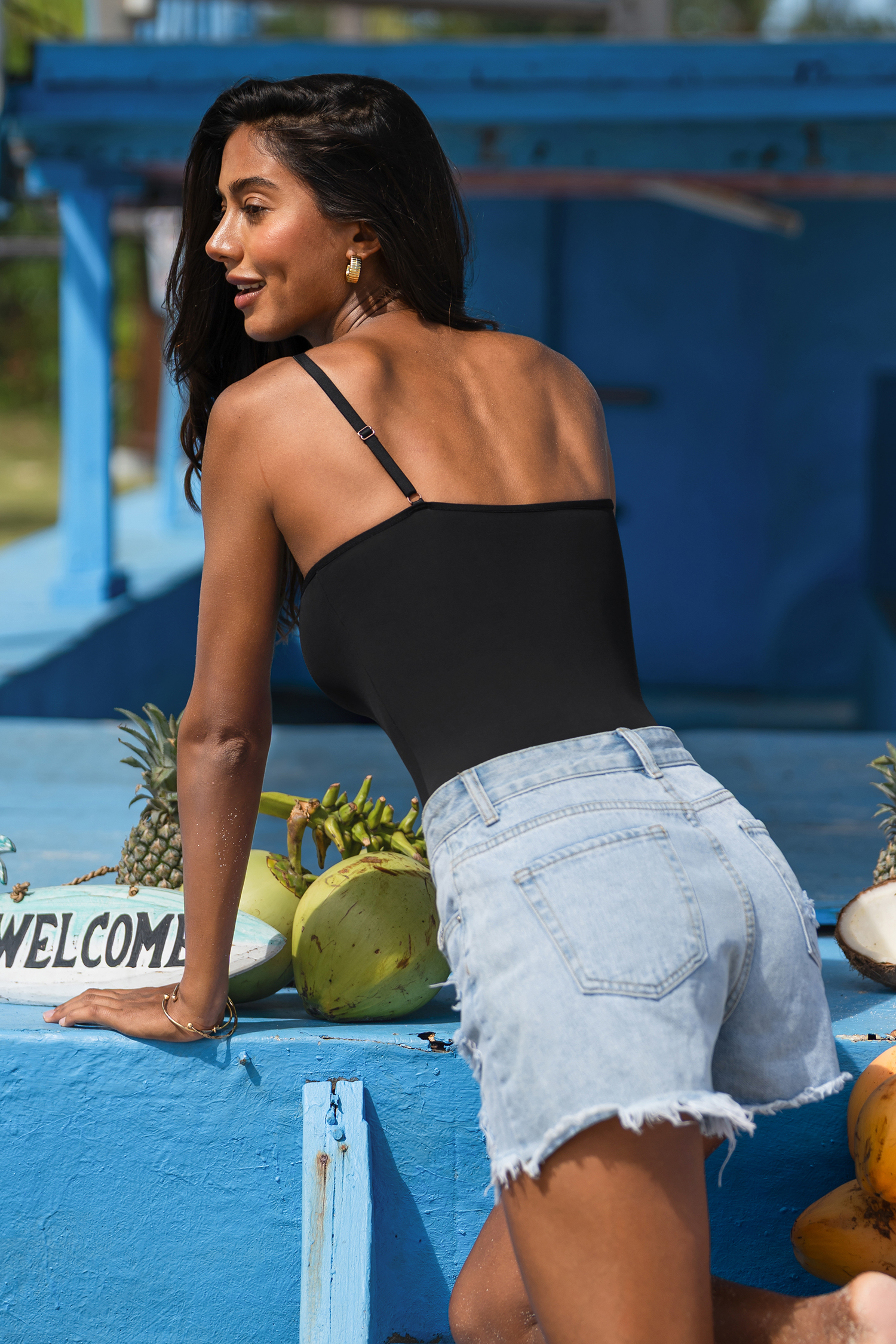 Minimalist Edge Black Bodysuit