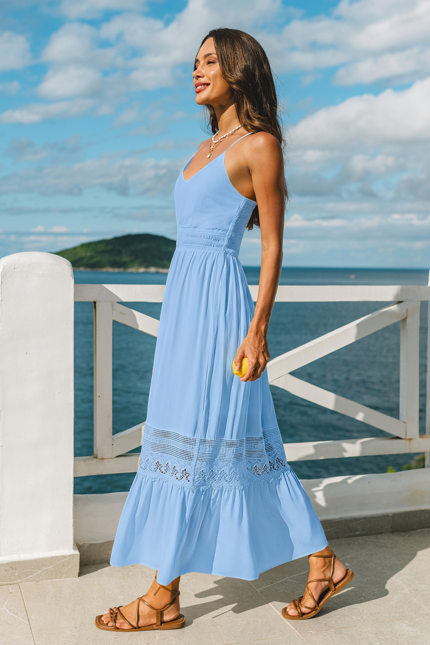 Impresionante vestido largo azul