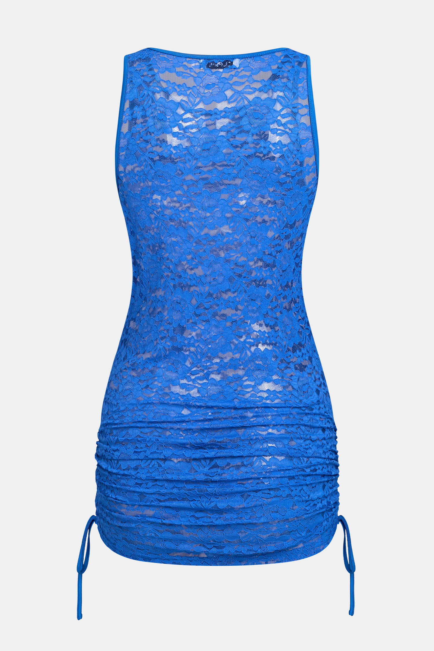Robe cover up courte bleue à col rond