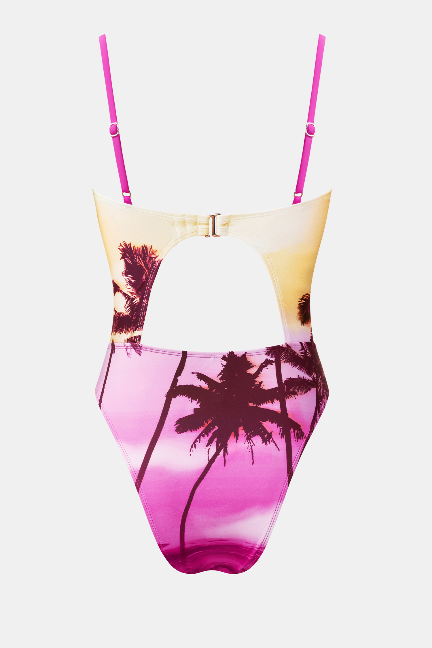 Maillot de bain une pièce tropical à col V et jambe extra haute