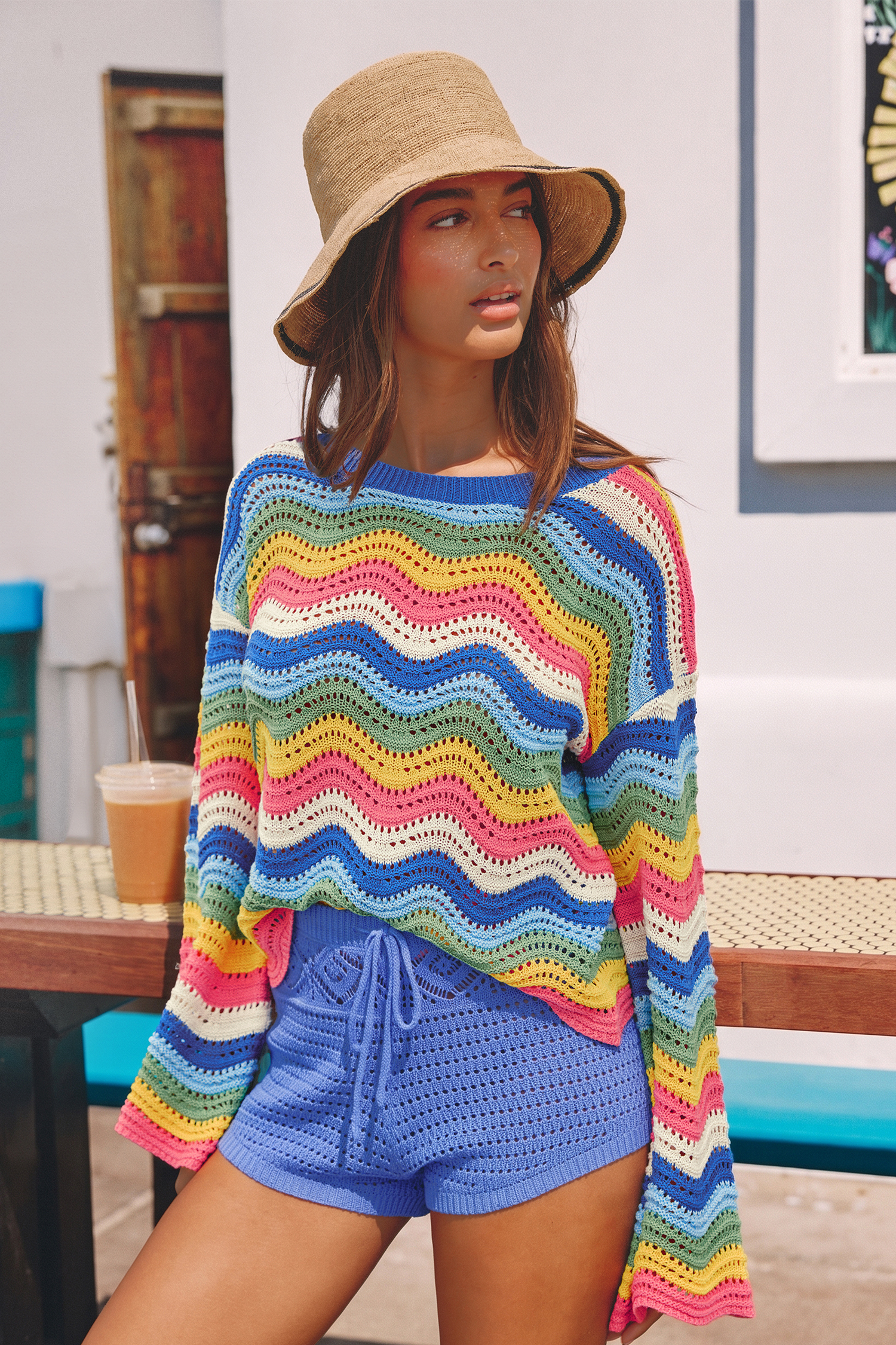 Orange Blossom Striped Cover-Up Top