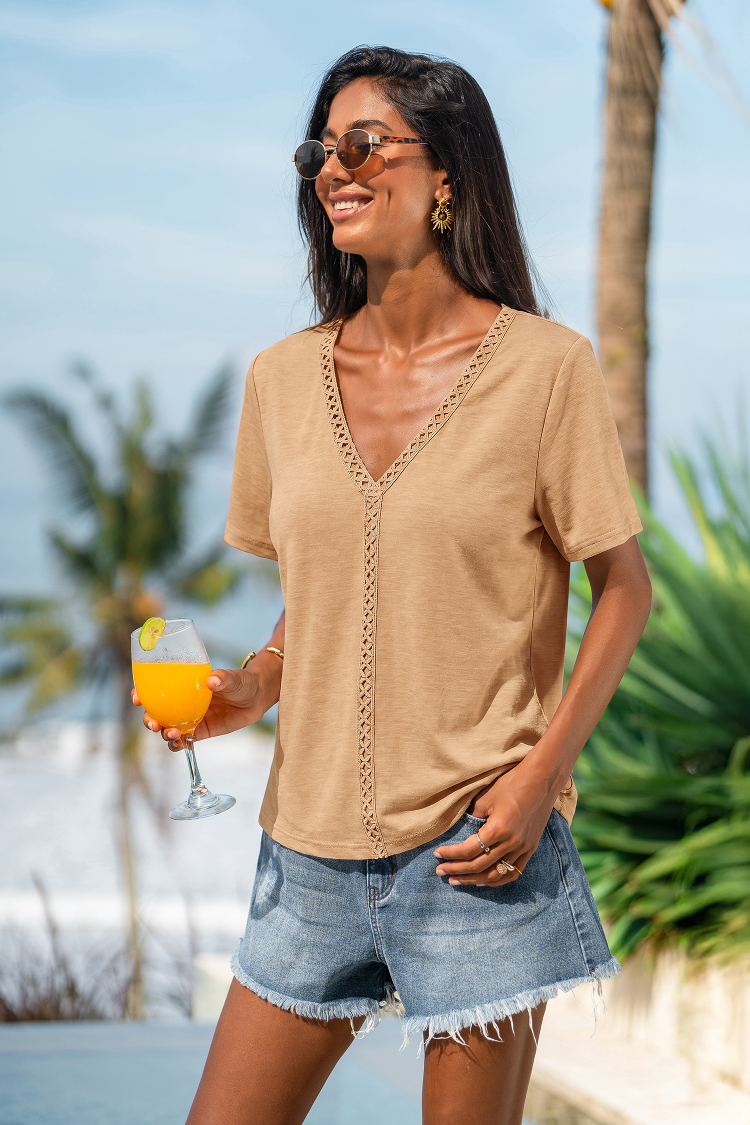 Tropical Staycation Camel Top