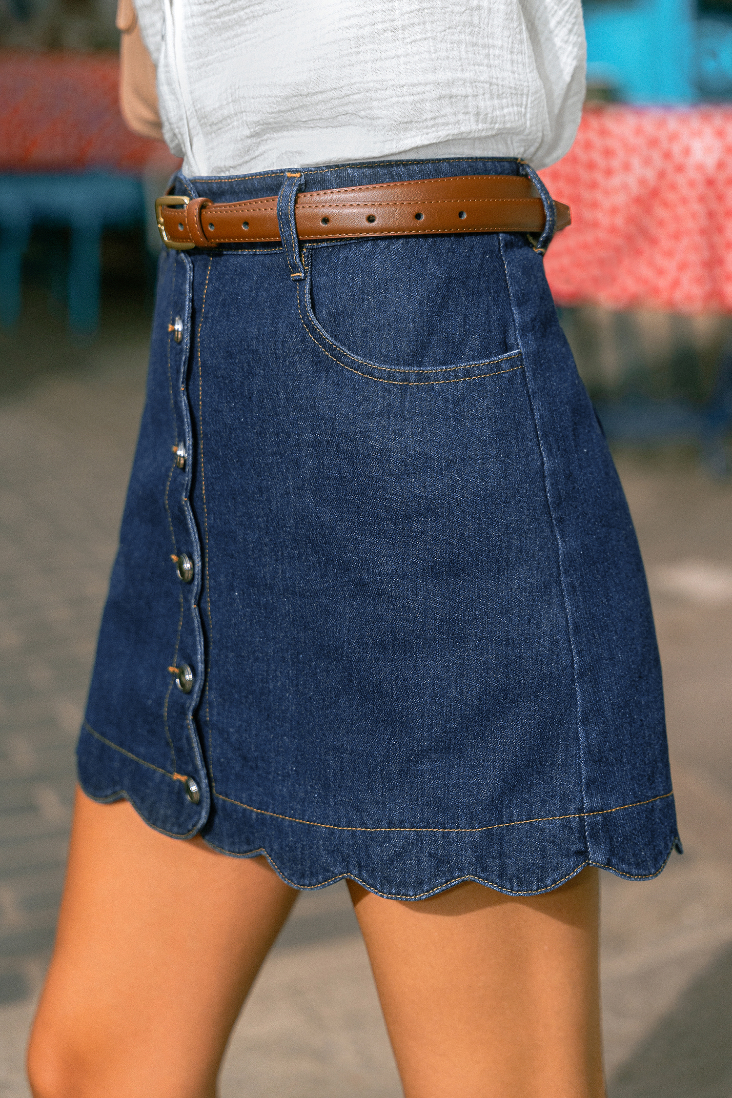 Round & Round Blue Mini Skirt