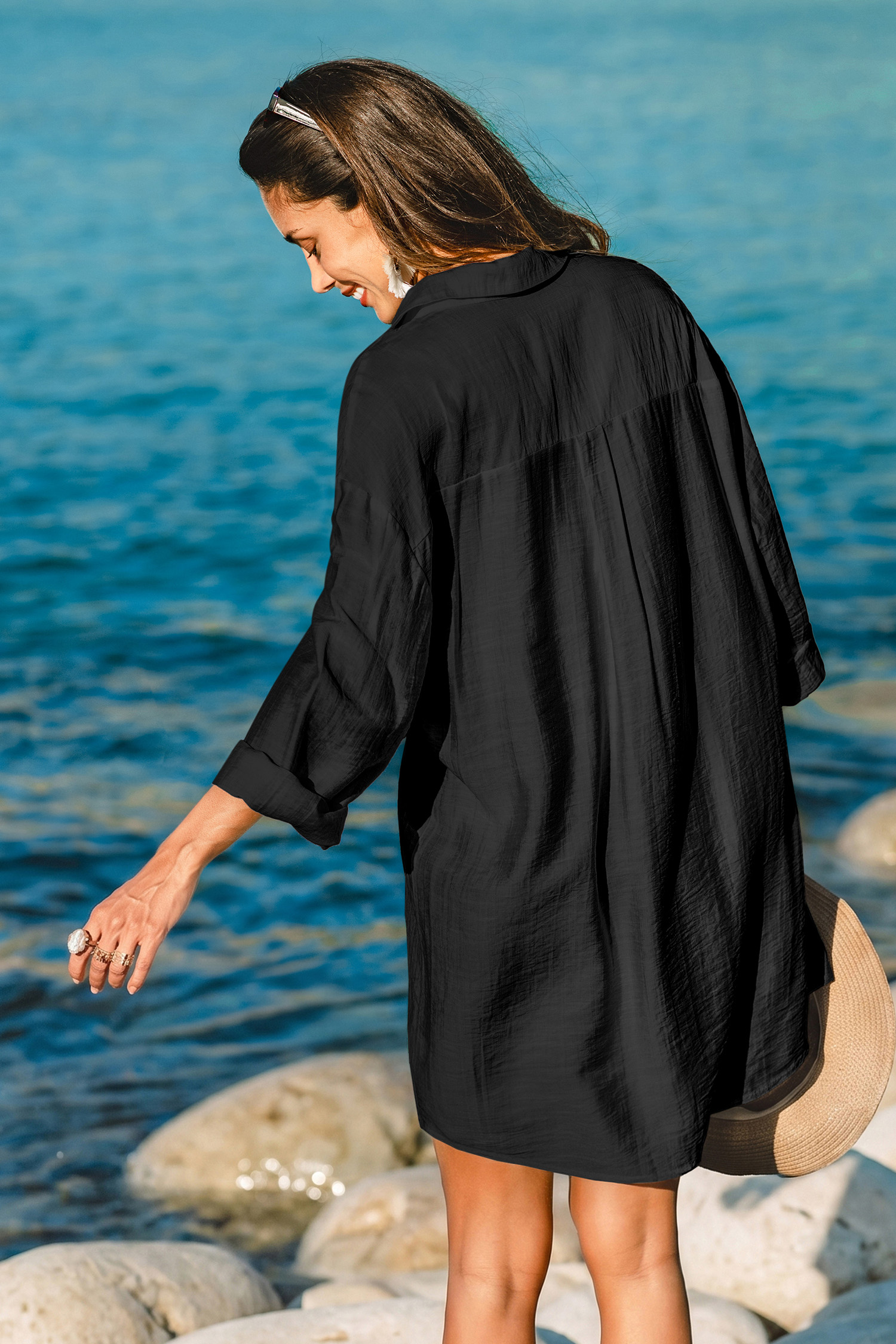 Inner Glow Zwarte Cover-Up Mini Jurk