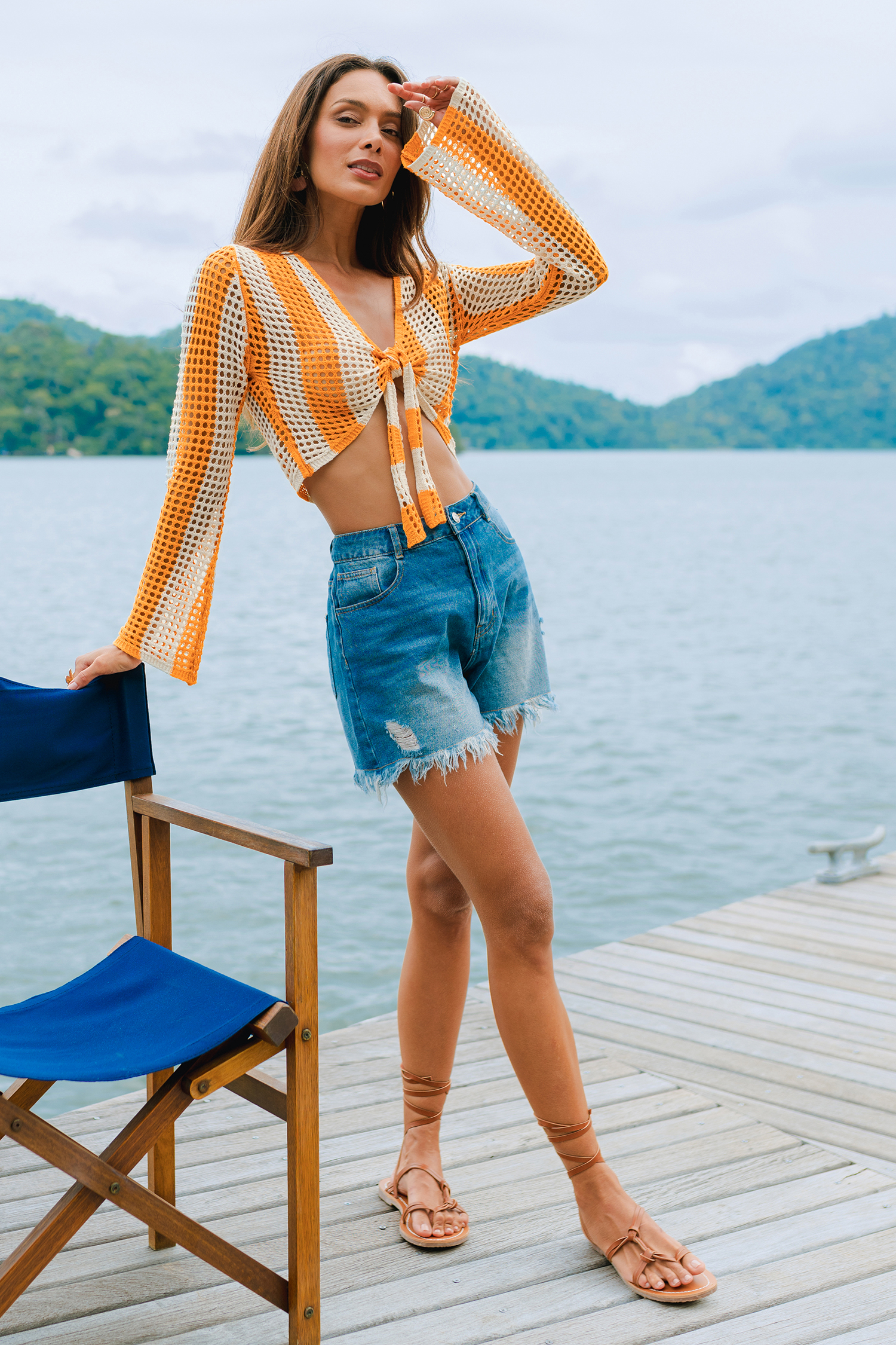 In the Groove Striped Cover-Up Top