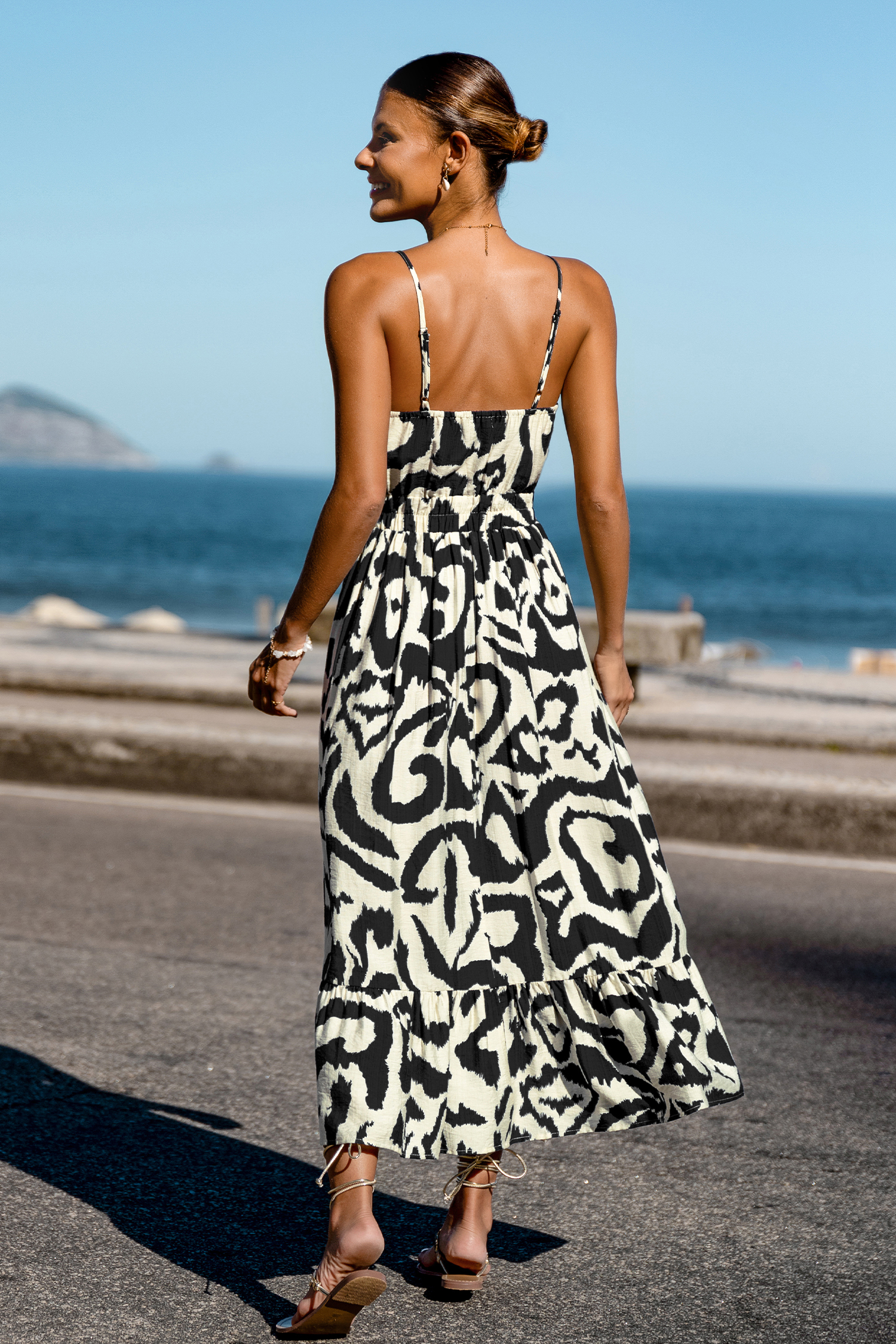 Stay Sweet Abstracte Midi Jurk