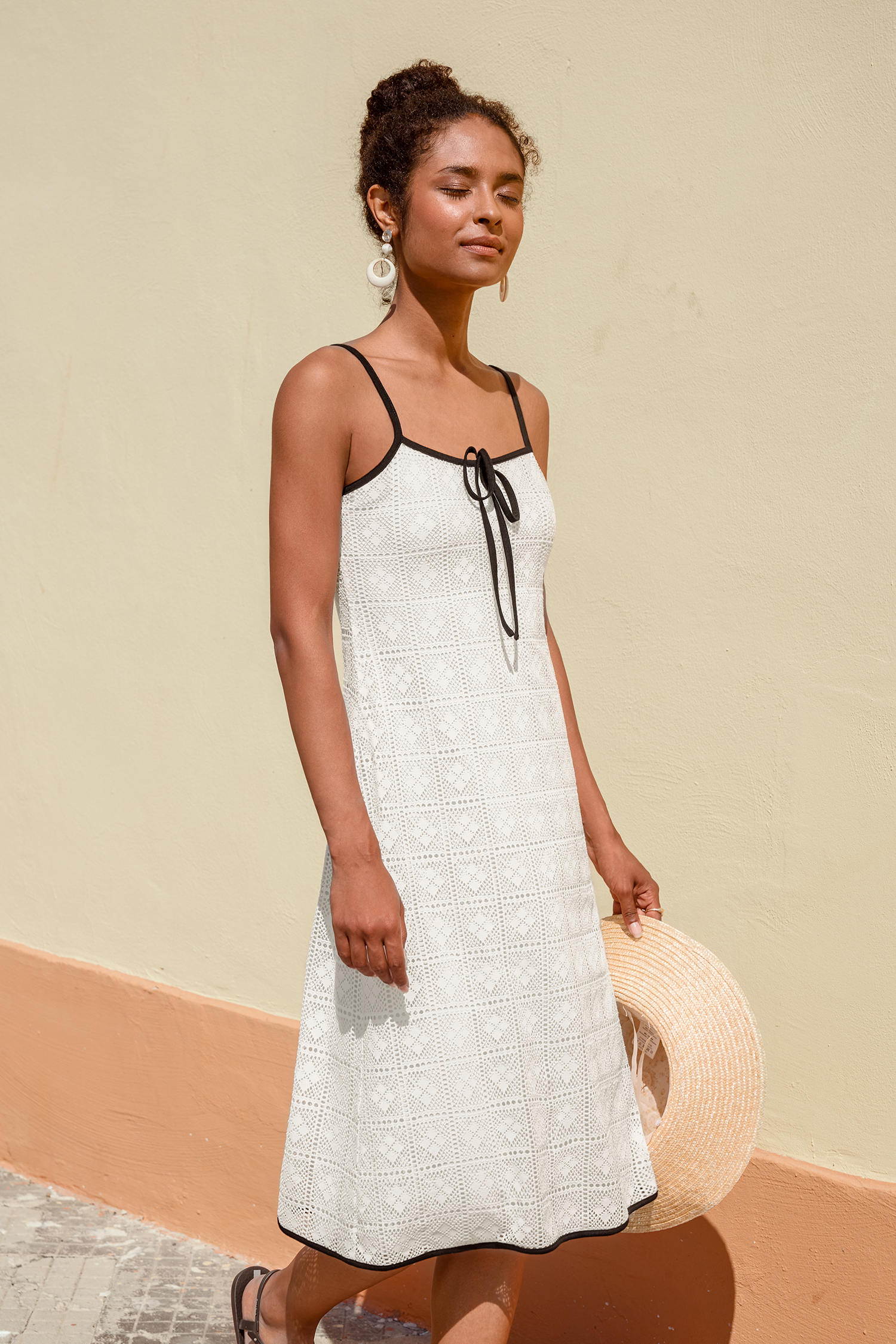 Outer Glow White Midi Dress