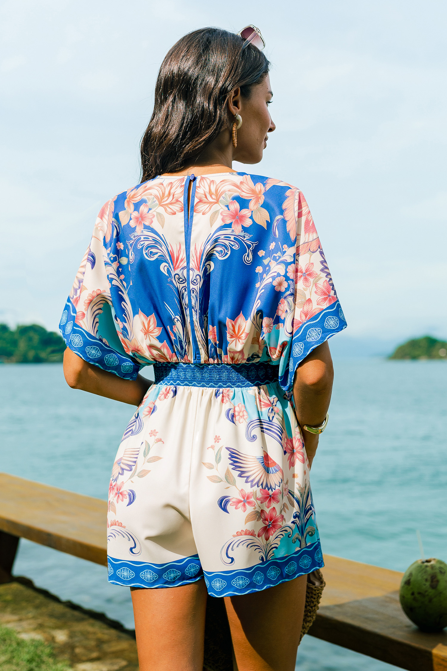 Ornate Bloom Blue Romper