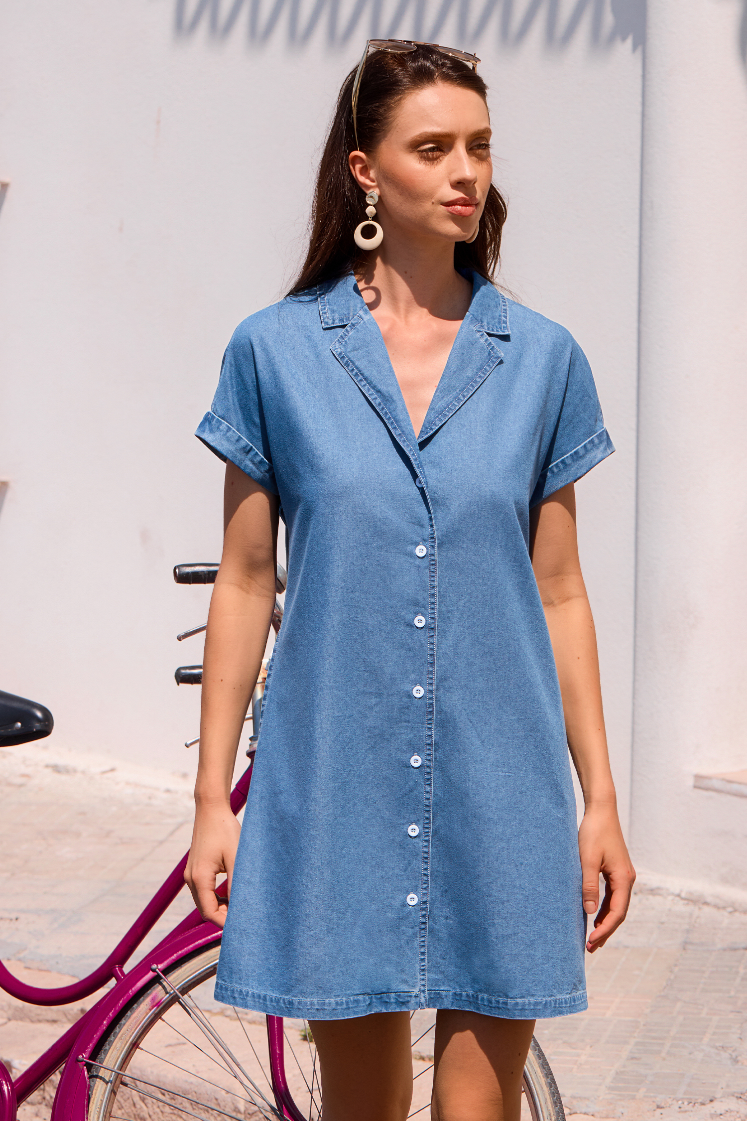 Retro Picnic Blue Mini Dress
