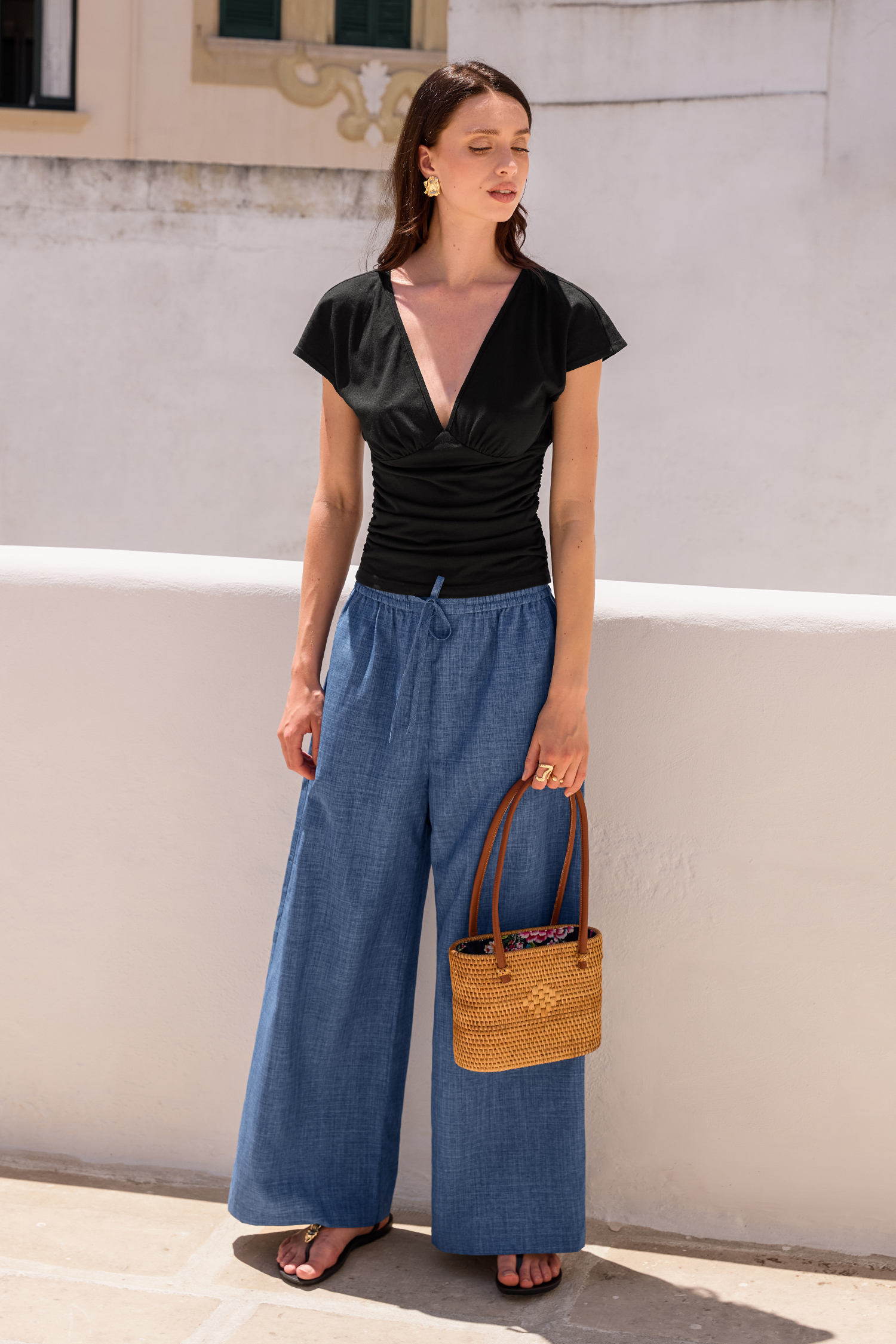 Overdreven blauwe broek