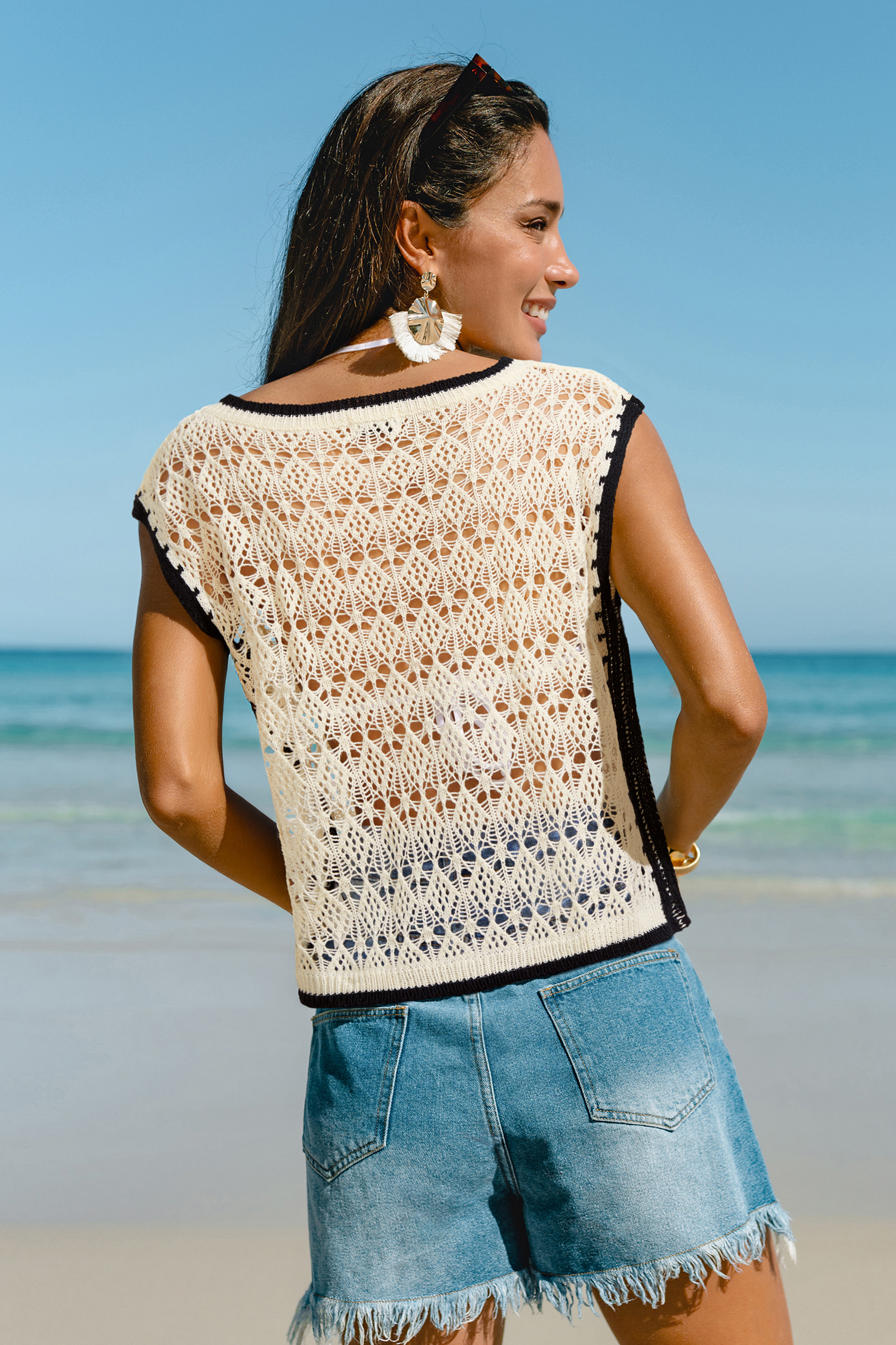 Nothing To See Beige Cover-Up Top