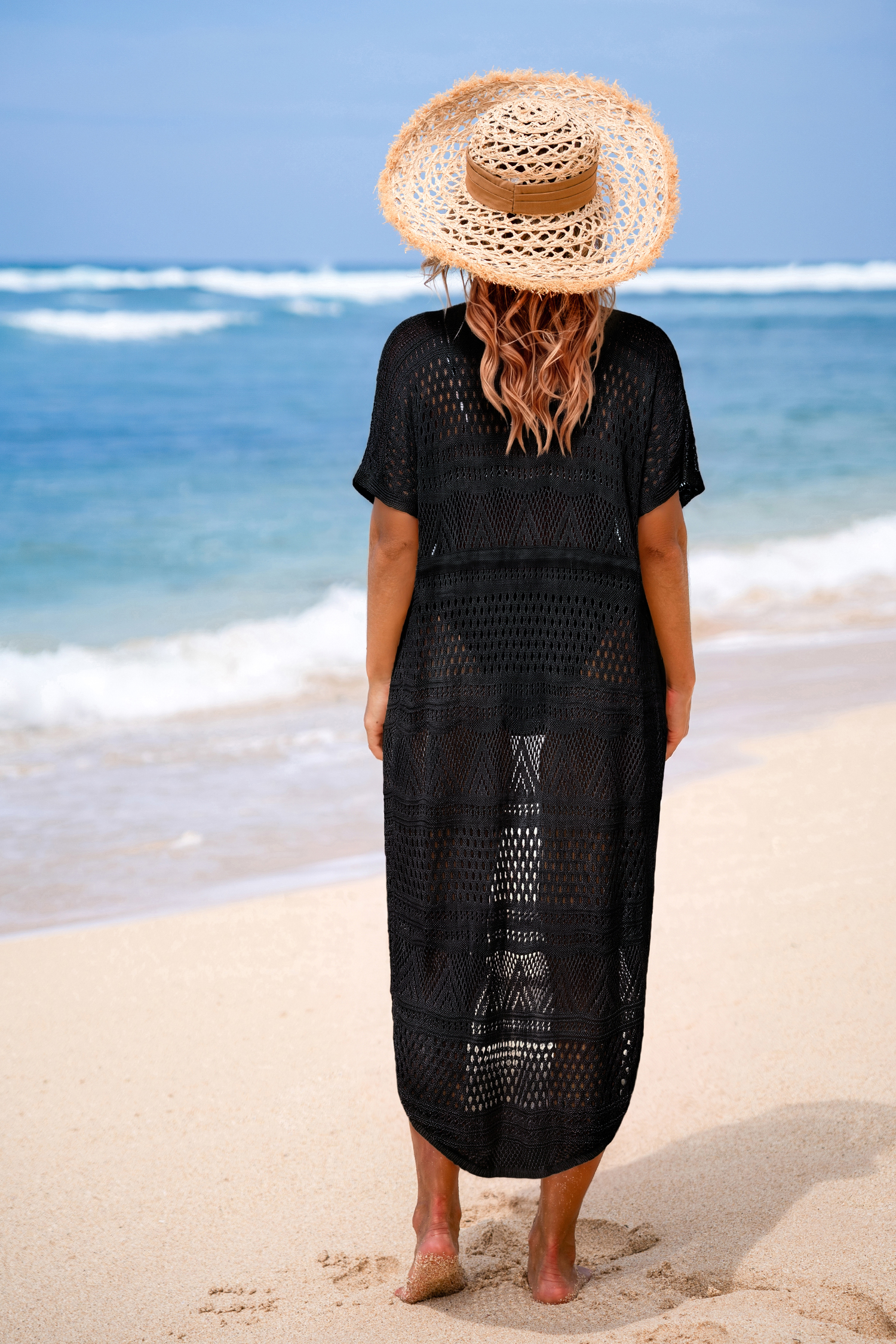 Kimono nero facile da indossare nel weekend.