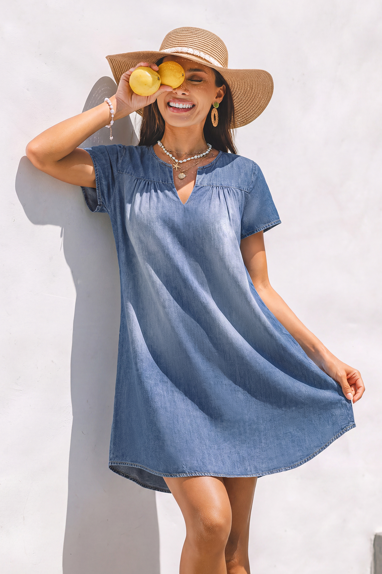 Abito corto in denim 