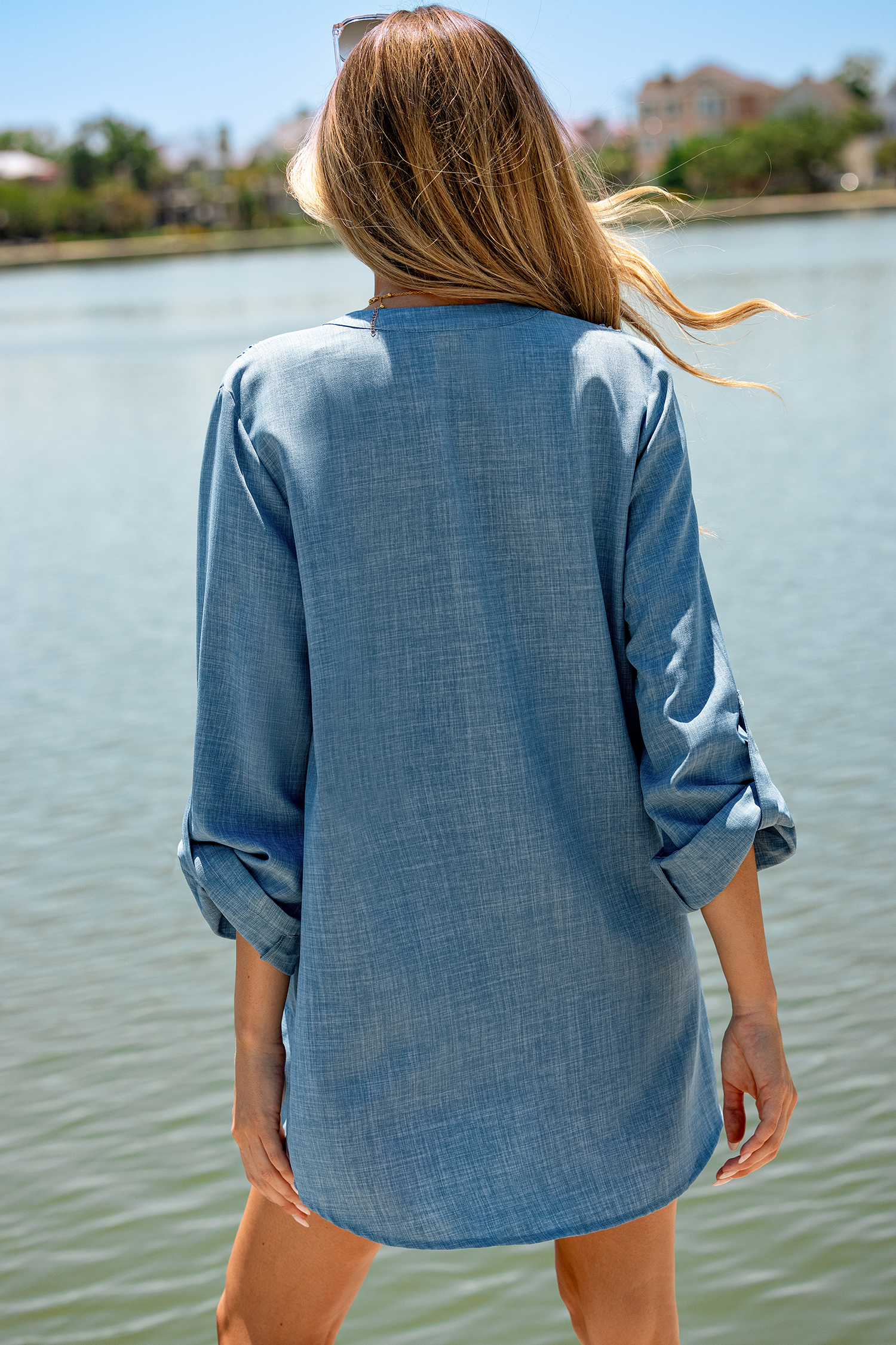 Ace of Waves Blue Cover-Up Mini Dress